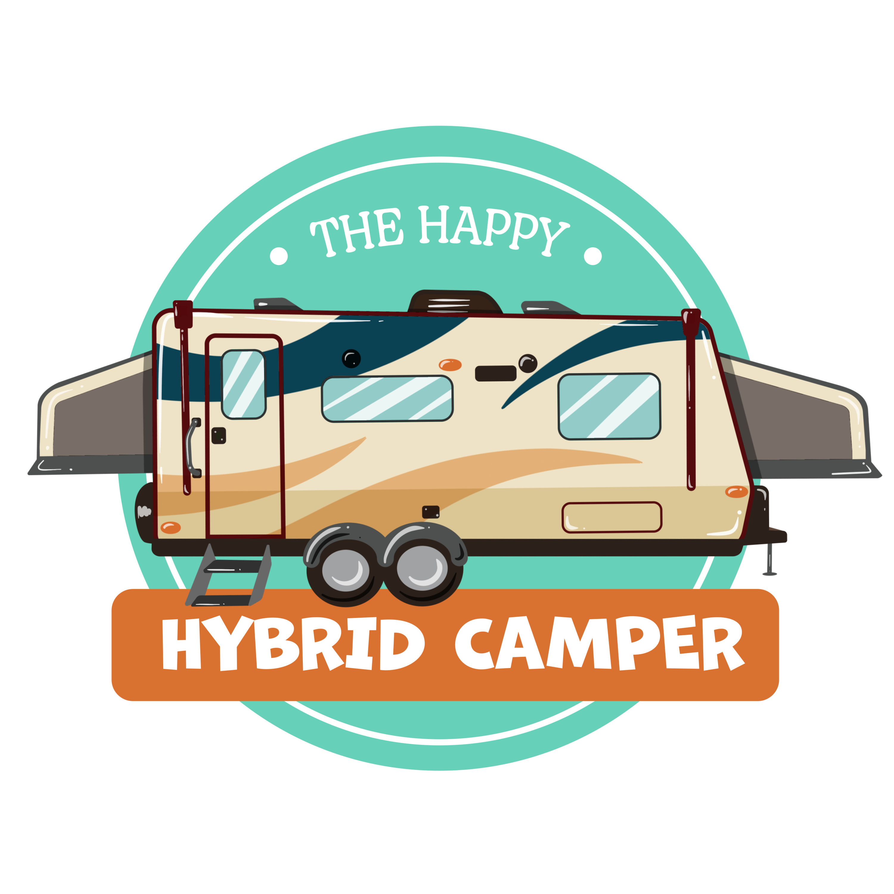 Intro to the Happy Hybrid Camper podcast. episode artwork
