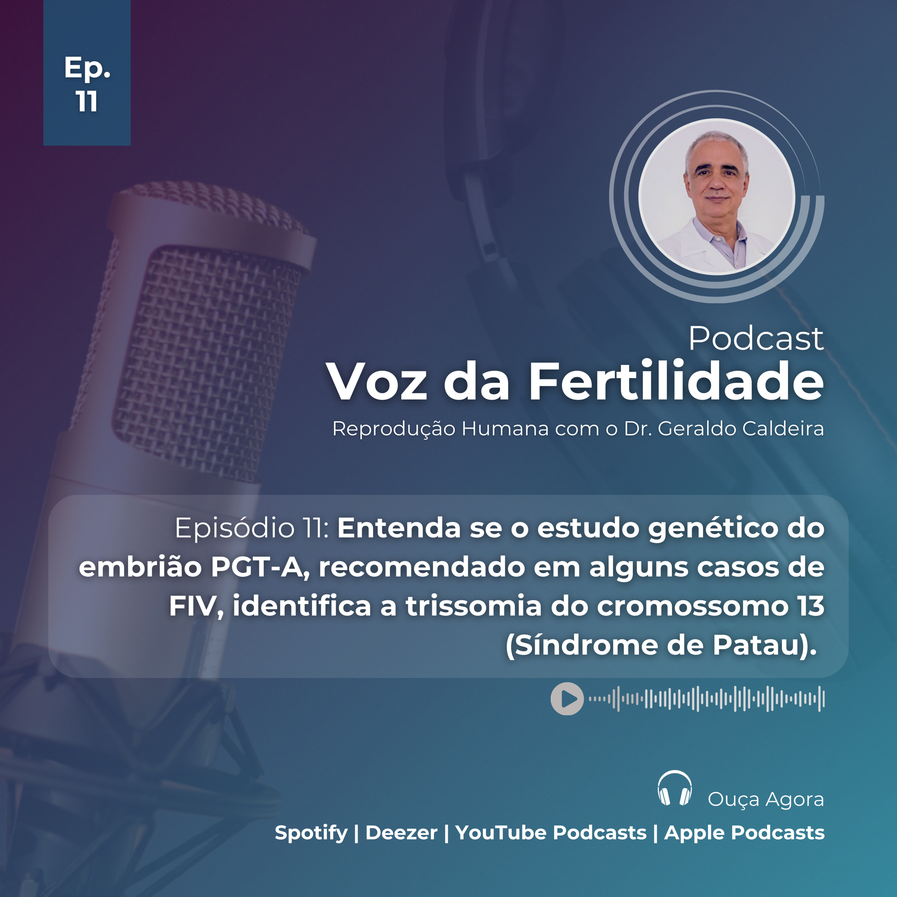 Episódio 11: Entenda se o estudo genético do embrião PGT-A, recomendado em alguns casos de FIV, identifica a trissomia do cromossomo 13 (Síndrome de Patau). episode artwork
