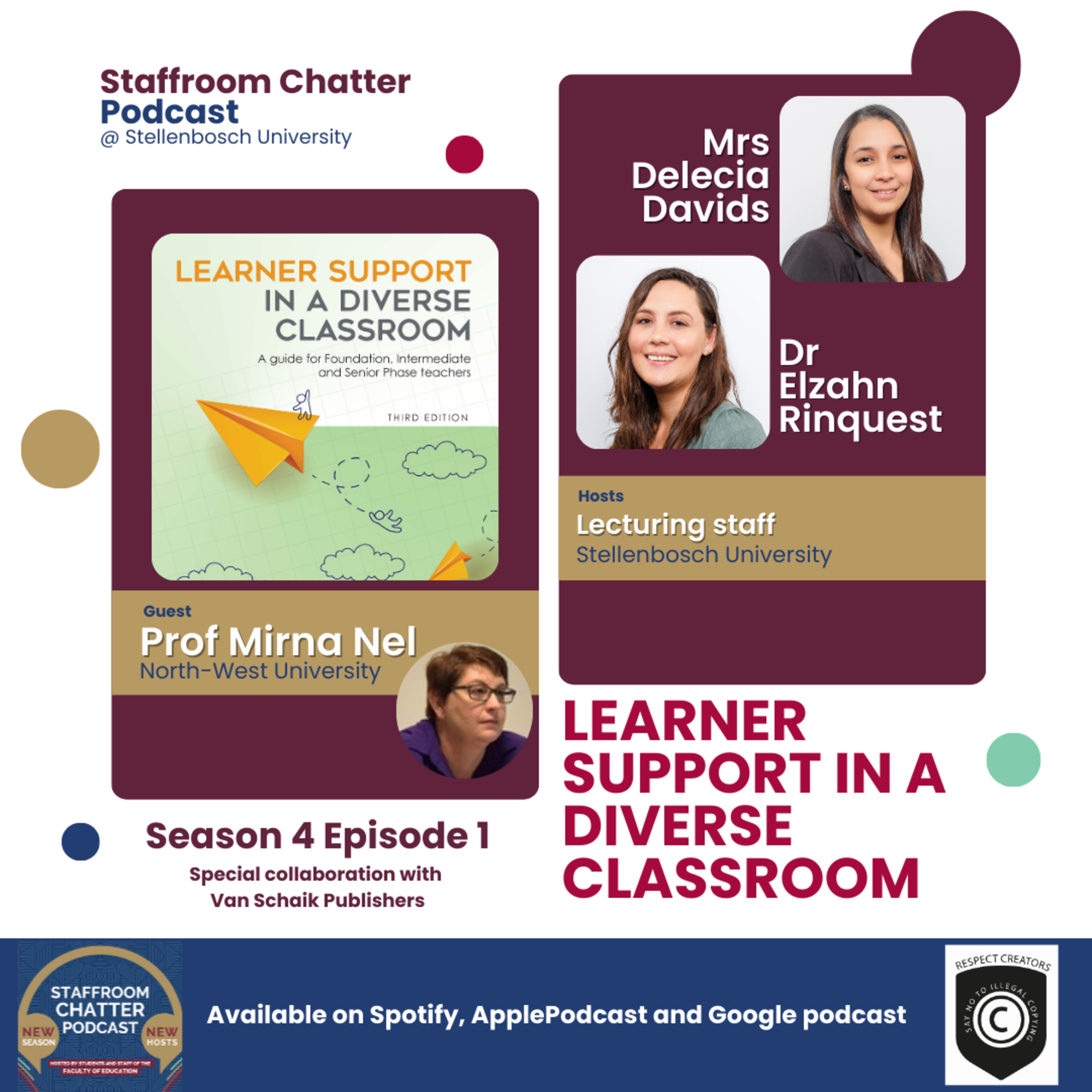 Season 4 Episode 1 –Learner Support in a diverse Classroom With Prof Mirna Nel — Staffroom Chatter at Stellenbosch University