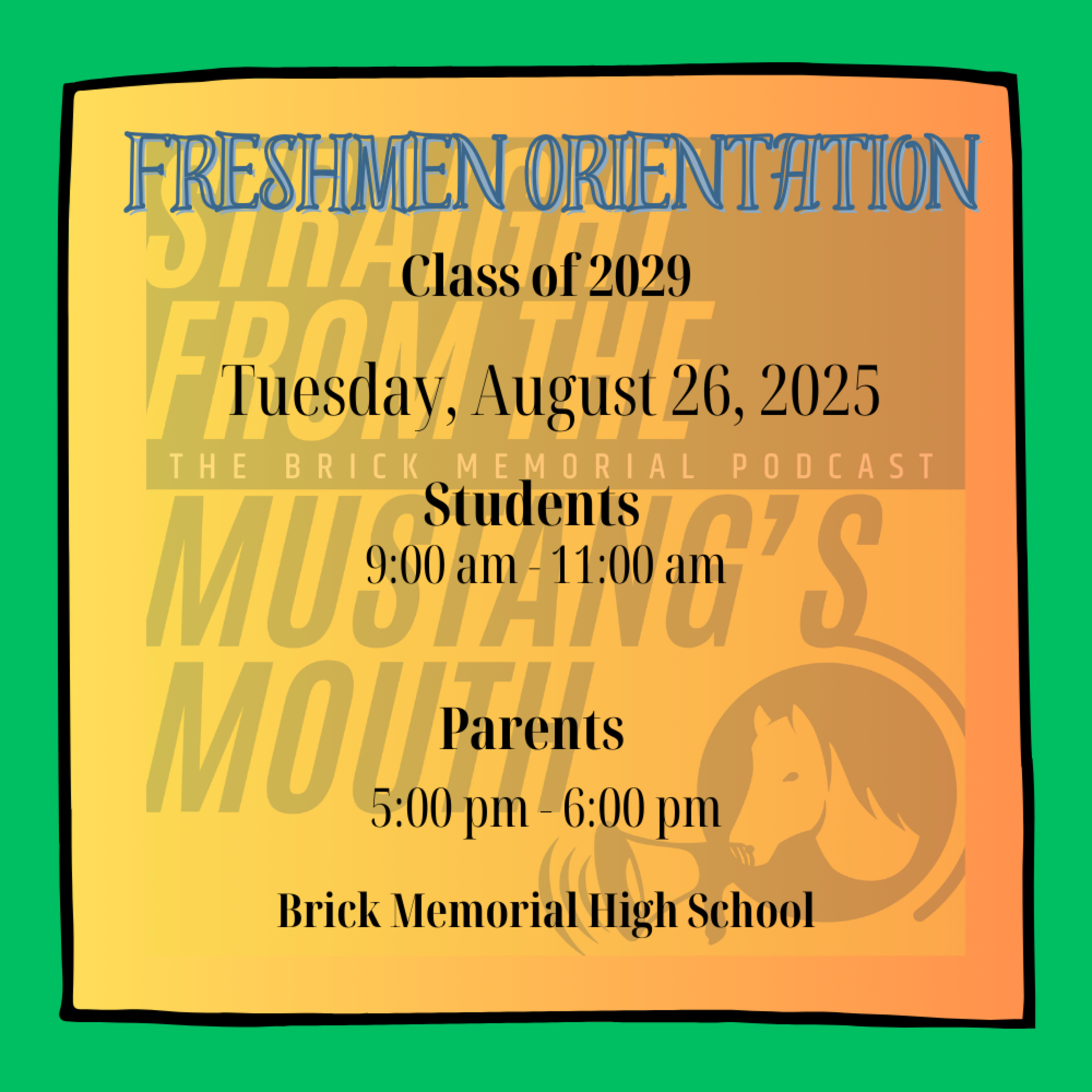 Straight from the Mustang’s Mouth: The Brick Memorial Podcast