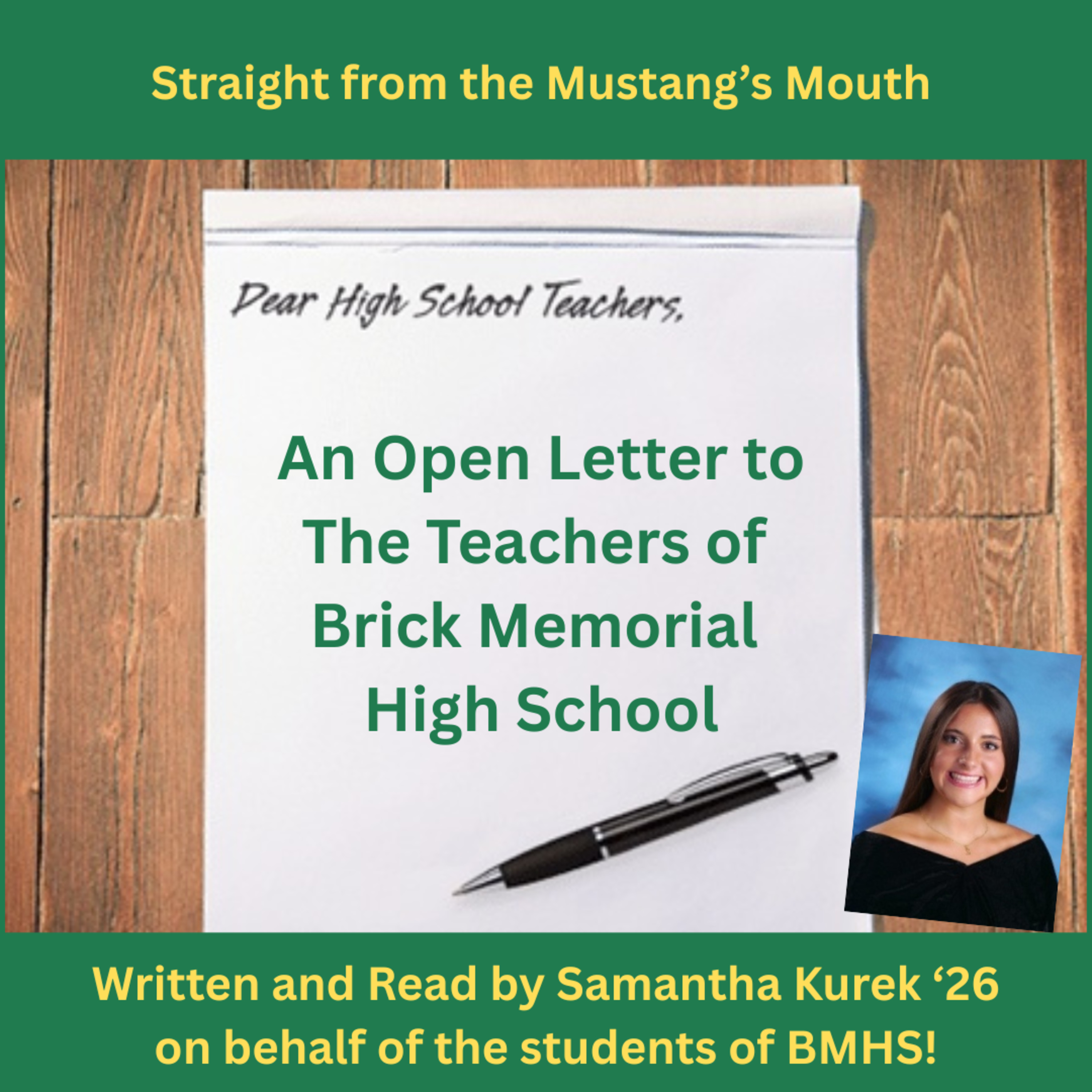 An Open Letter to the Teachers of Brick Memorial High School (by Samantha Kurek) episode artwork