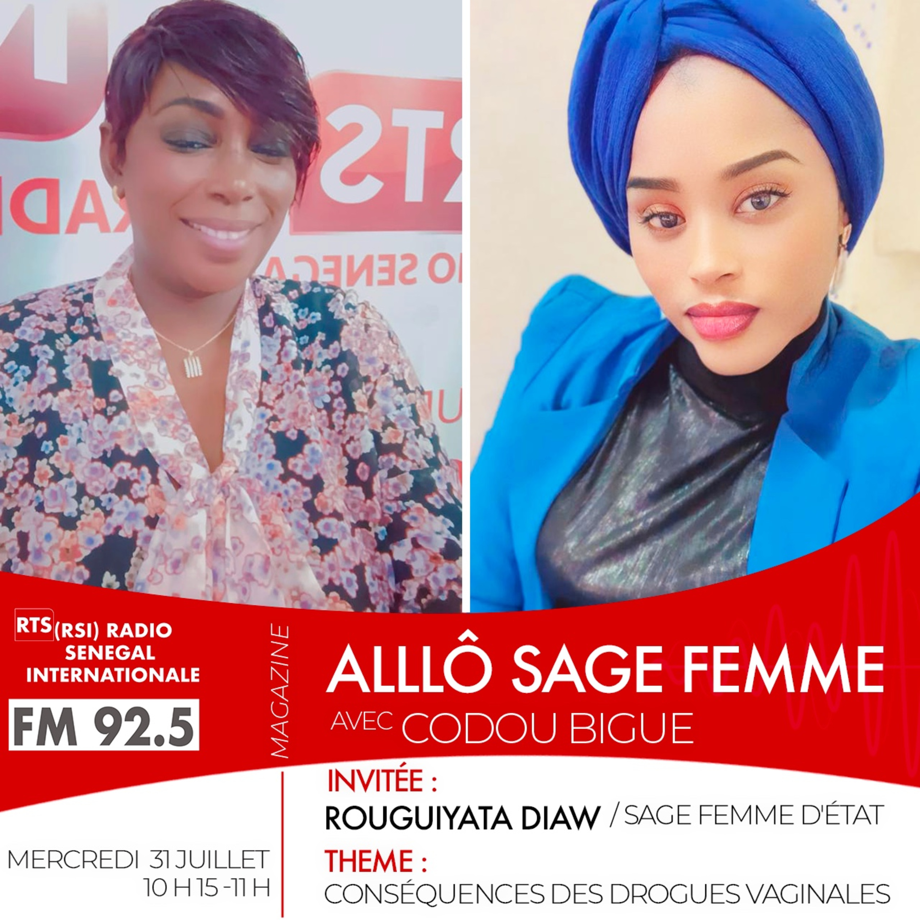 ALLÔ SAGE-FEMME/ Thème : Conséquences des drogues vaginales – MERCREDI 31 JUILLET 2024