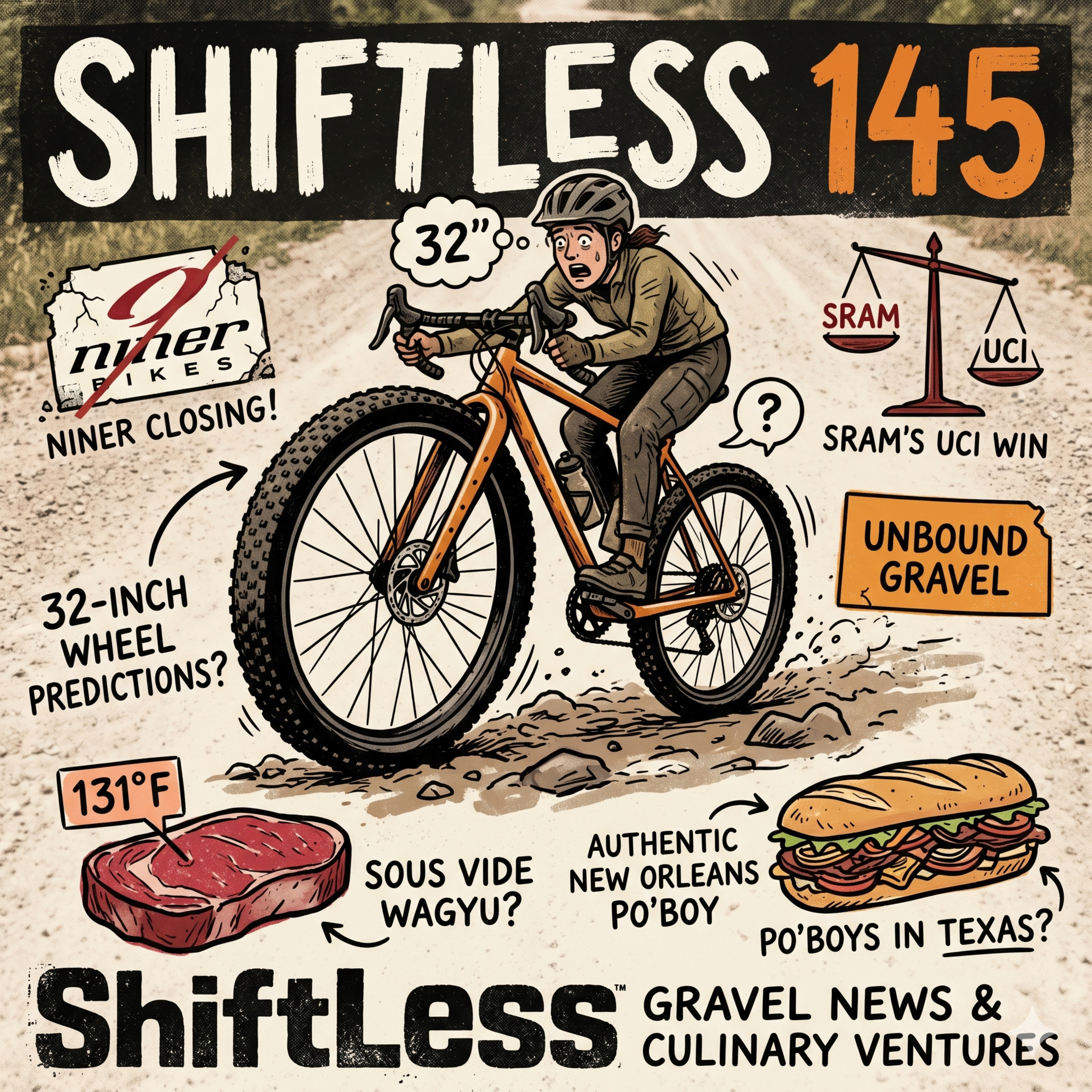 Unbound Gravel Predictions: 32-Inch Wheels, Niner Bikes Closing & SRAM's UCI Win | ShiftLess 145 episode artwork