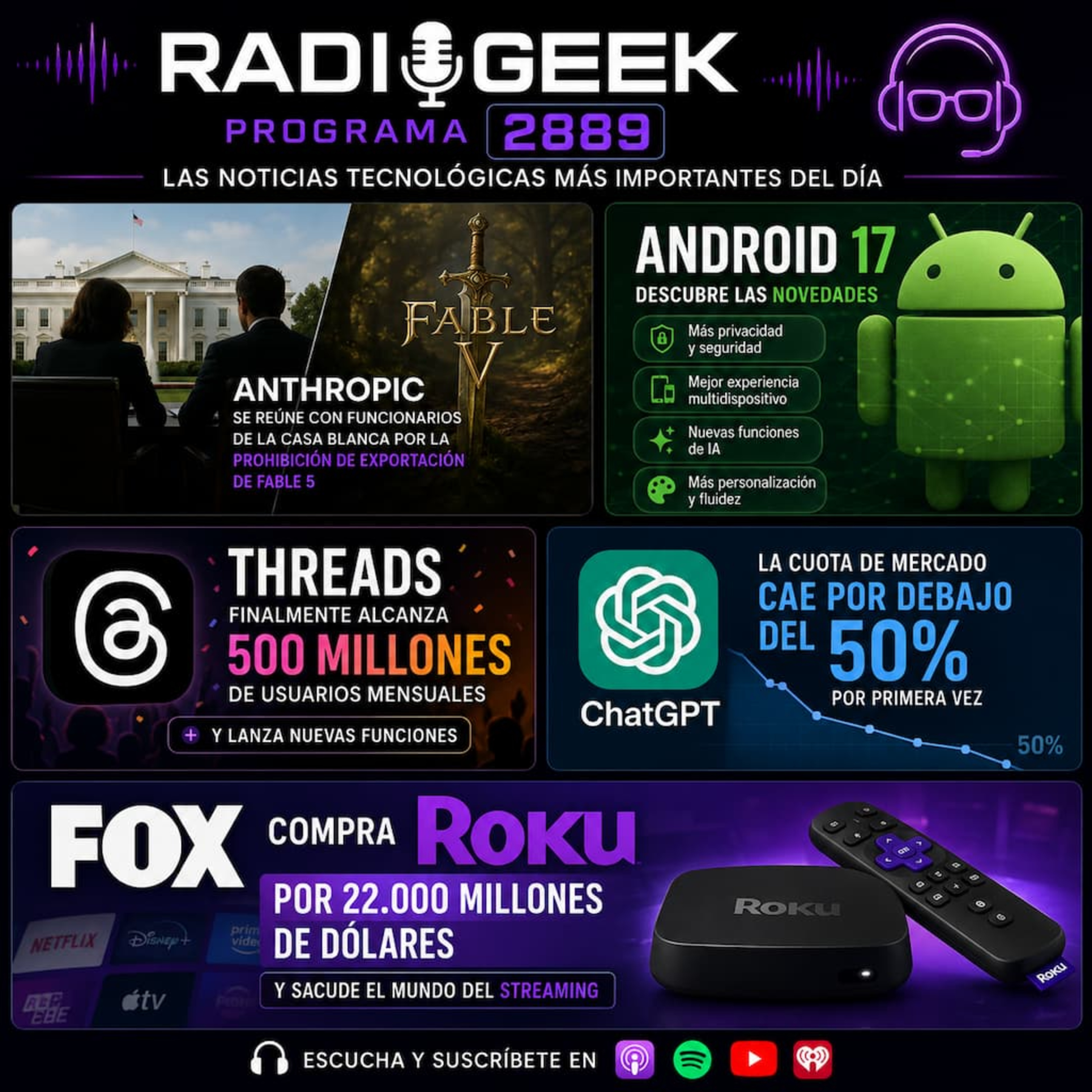 Radiogeek 2889 - Anthropic sigue dando batalla y se reúne con la casa Blanca episode artwork