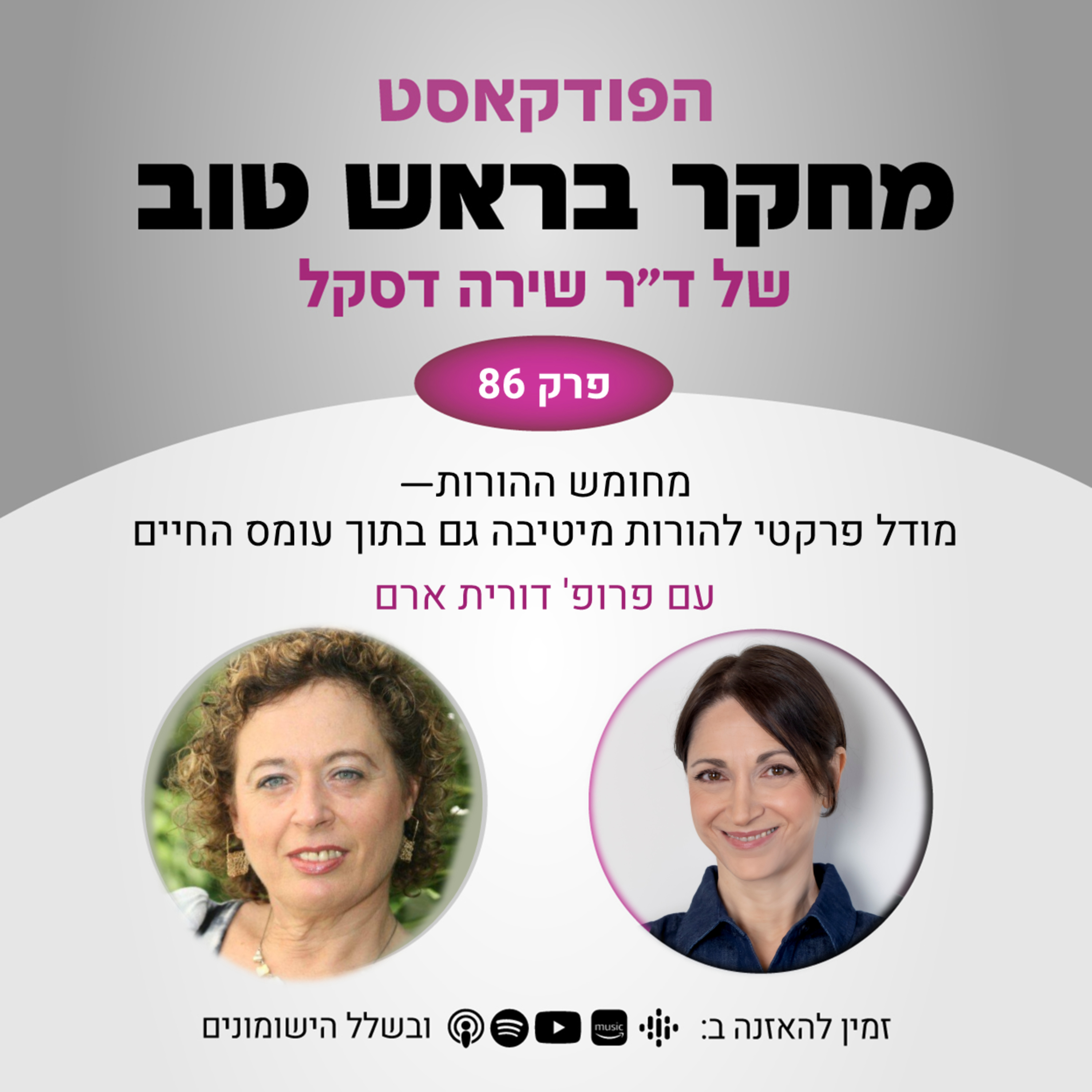 פרק 86: מחומש ההורות - מודל פרקטי להורות מטיבה גם בתוך עומס החיים - עם פרופ' דורית ארם episode artwork