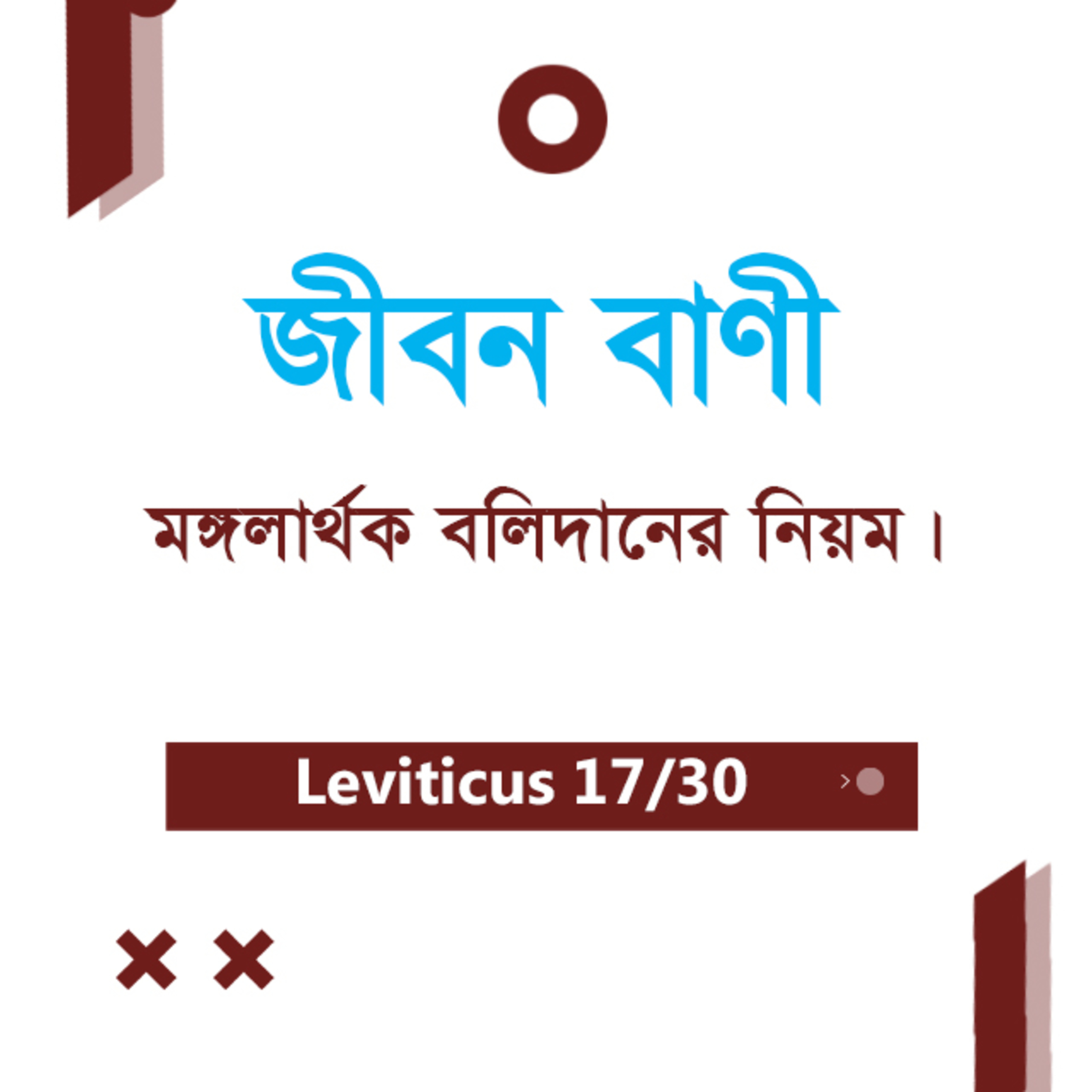 Bengali Bible Study 0162 Leviticus 3 : 1 - 17 লেবীয় ৩ : ১ - ১৭ TWR India Jeeban Bani episode artwork