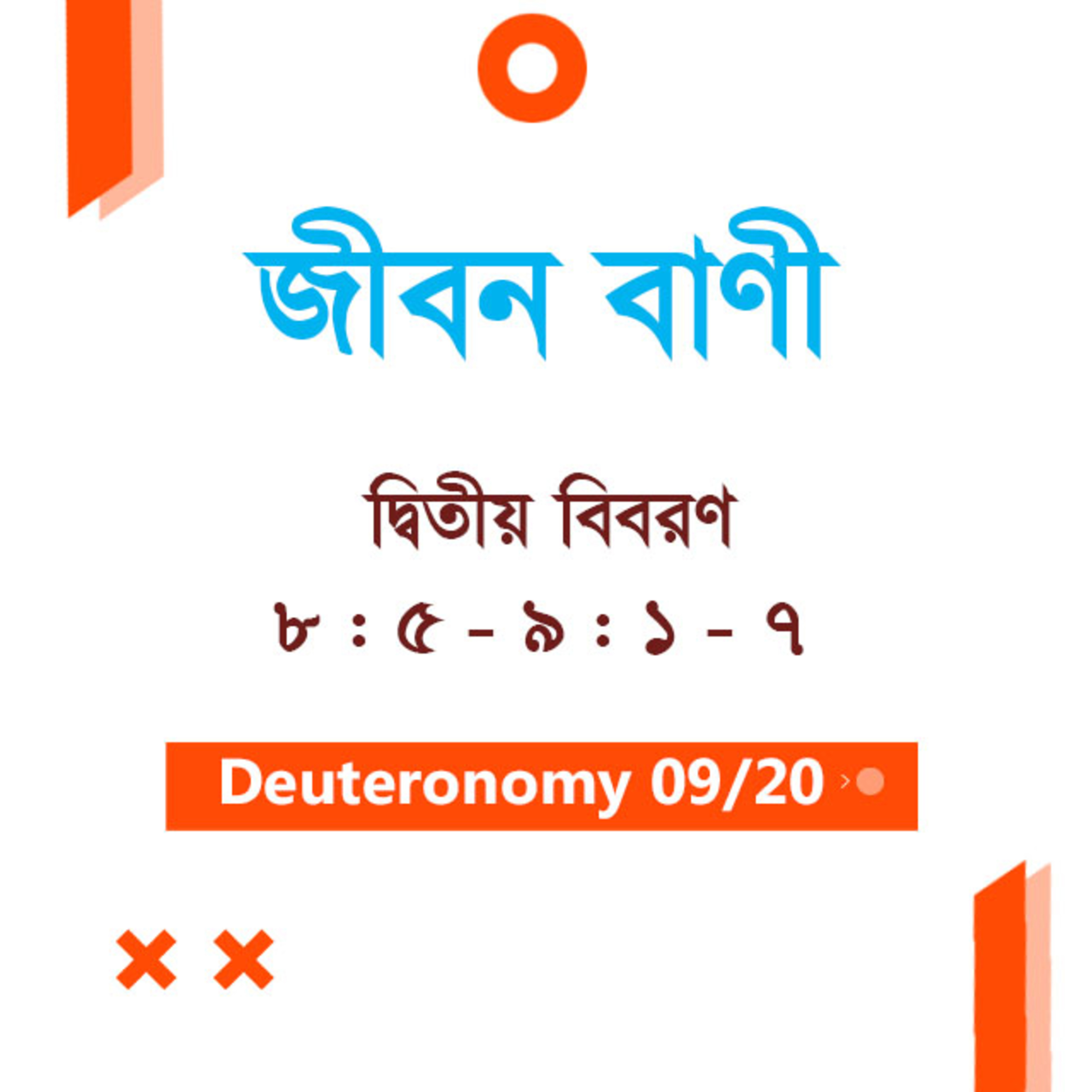 Bengali Bible Study 0285 Deuteronomy 8 : 5 - 9 : 1 - 7 দ্বিতীয় বিবরণ 8 : 5 - 9 : 1 - 7 TWR India Jeeban Bani episode artwork