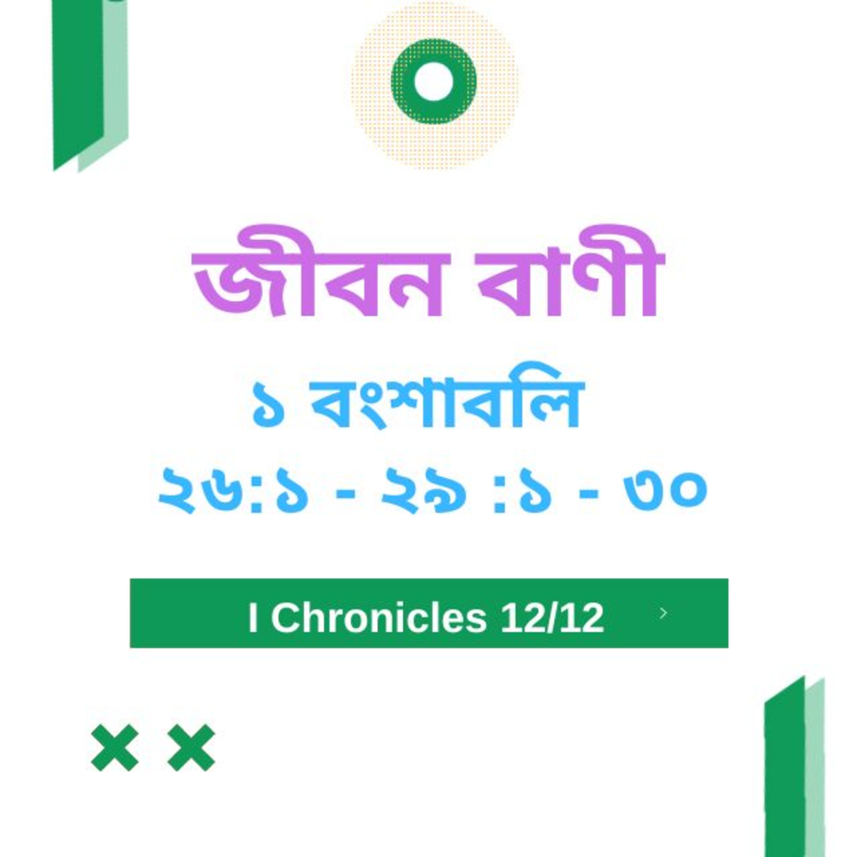 Bengali Bible Study 0468 ১ বংশাবলি 26 : 1 - 29 : 1 - 30  Word Resounds Today Jeeban Bani For Thru The Bible episode artwork