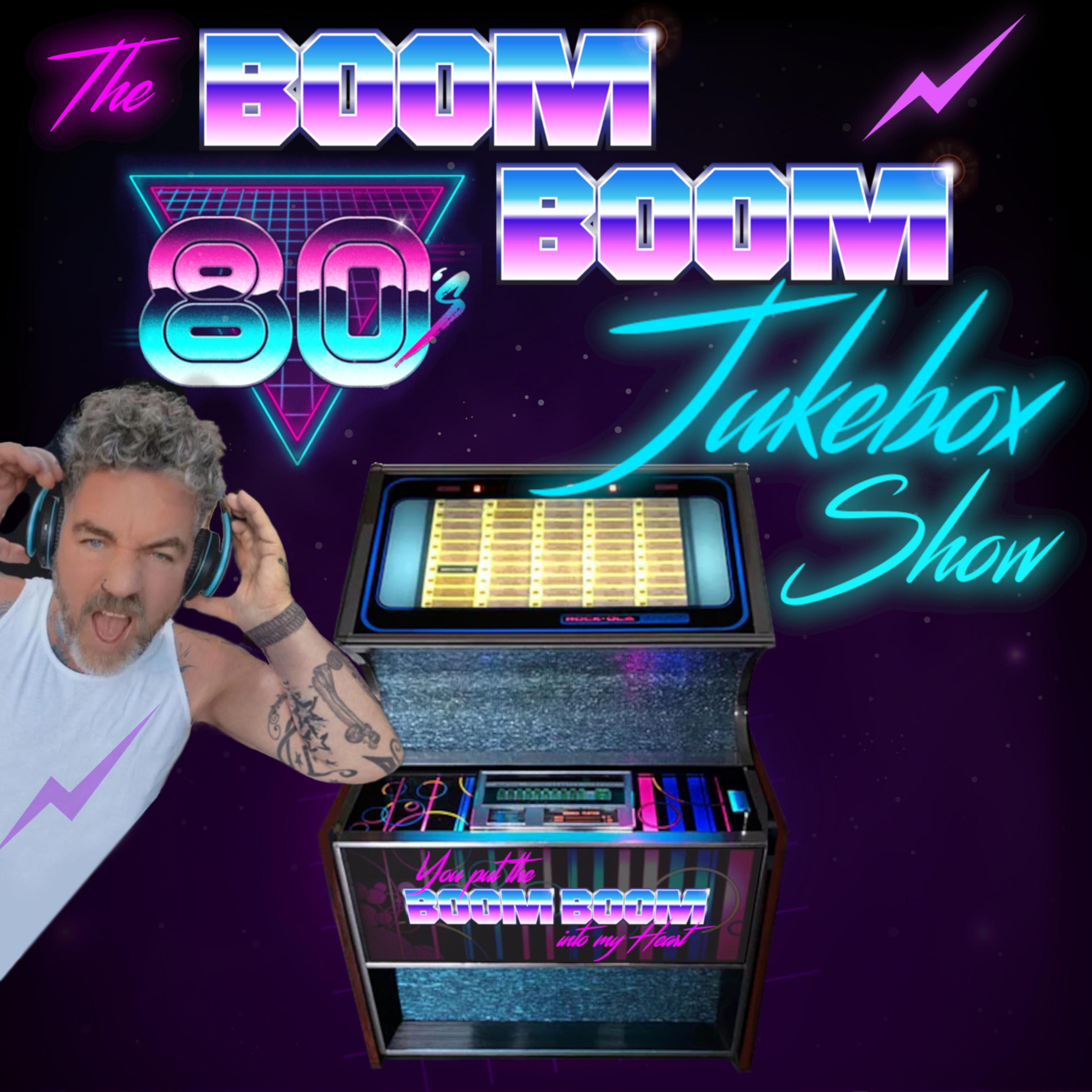Snippets of what to expect The BOOM BOOM 80s Jukebox Show coming 16th June, episode artwork