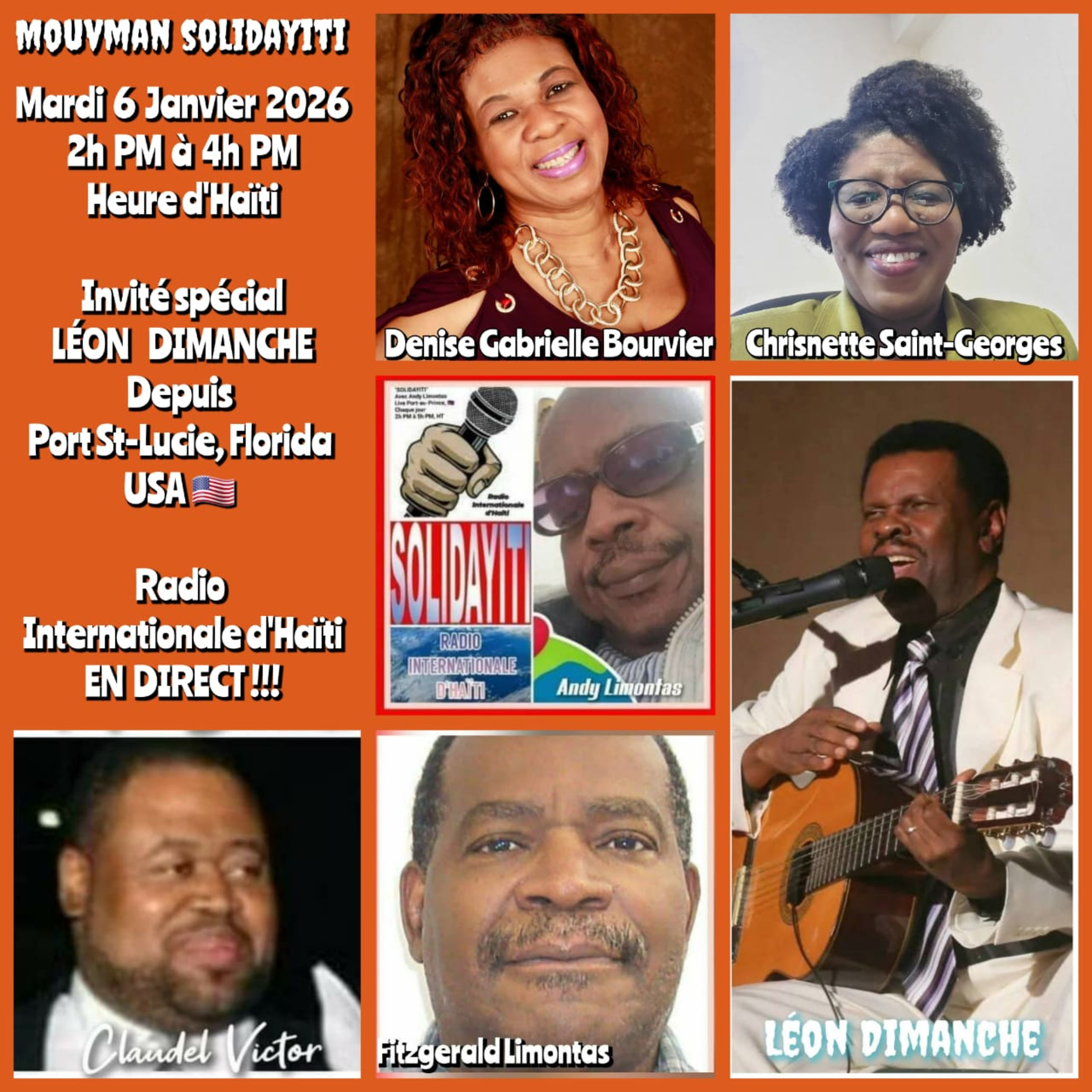 SOLIDAYITI – ANDY LIMONTAS – CHRISNETTE SAINT-GEORGES – DENISE GABRIELLE BOURVIER – CLAUDEL VICTOR - Dr KELLY DOR – INTERVIEW LEON DIMANCHE - FITZGERALD LIMONTAS - MARDI 6 JANVIER 2026 episode artwork