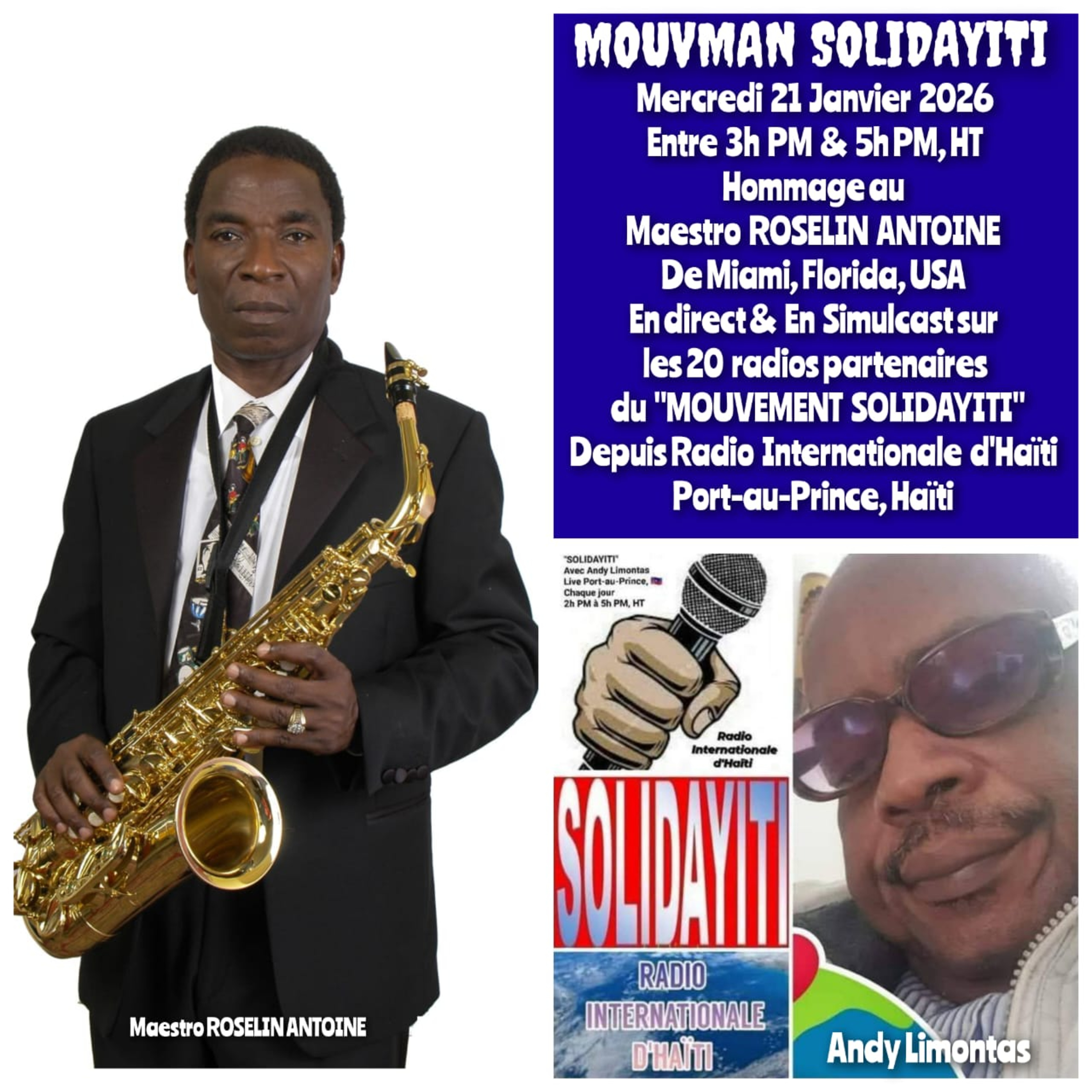 SOLIDAYITI - ANDY LIMONTAS - INTERVIEW MAESTRO ROSELIN ANTOINE - MERCREDI 21 JANVIER 2026 episode artwork