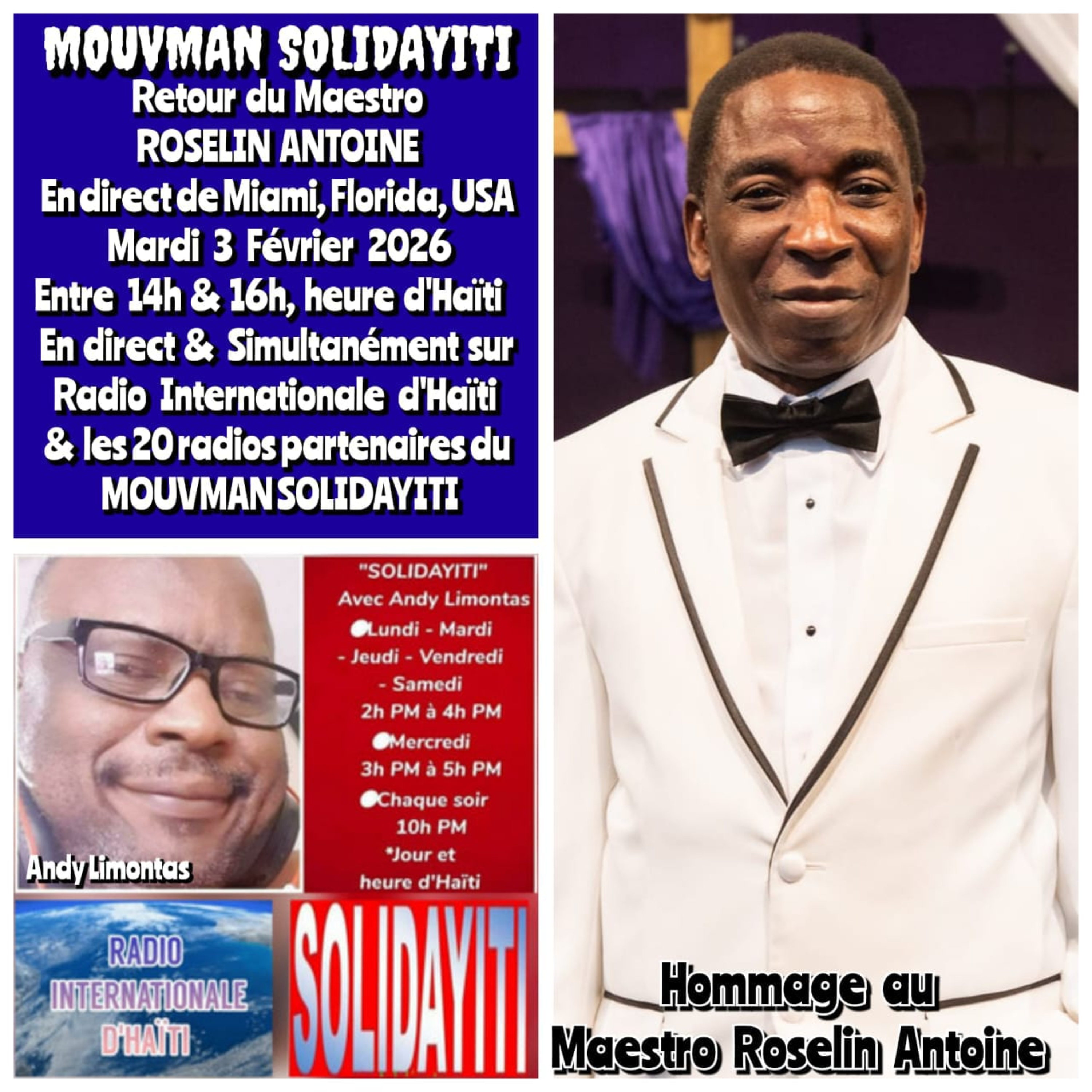 SOLIDAYITI – ANDY LIMONTAS – 2e PARTIE INTERVIEW AVEC MAESTRO ROSELIN ANTOINE - MARDI 3 FEVRIER 2026 episode artwork