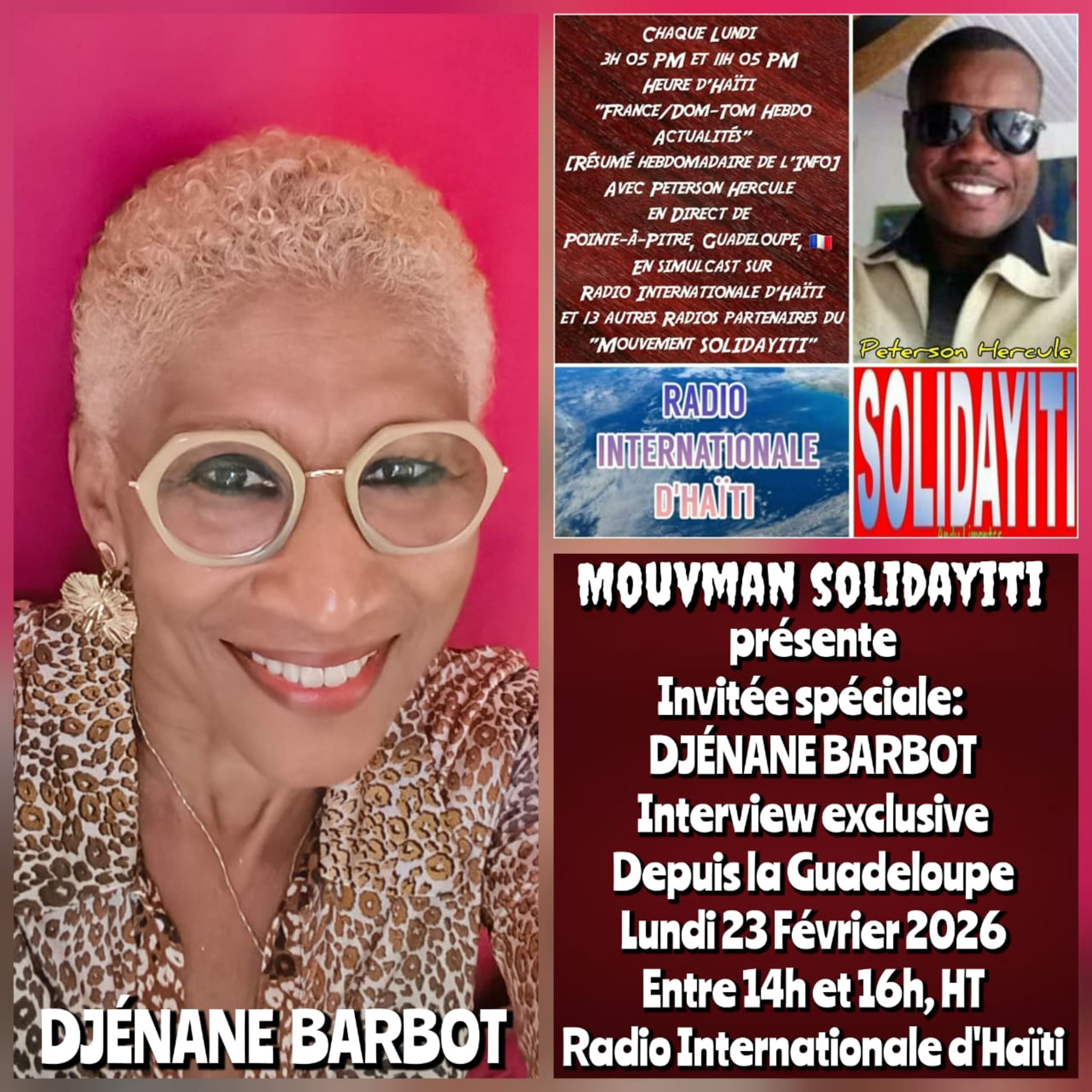 FranceDOM-TOM Hebdo Actualité - Interview de Peterson Hercule avec Djénane Barbot an direct de Pointe-à-Pitre, Guadeloupe - Lundi 23 Fevrier 2026 episode artwork