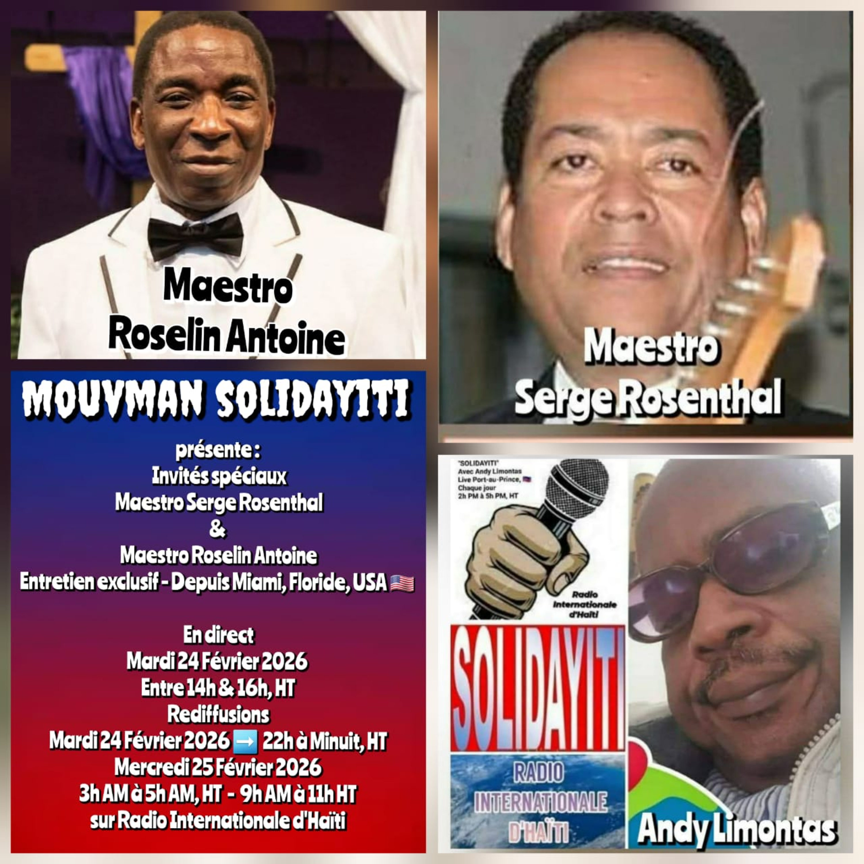 SOLIDAYITI – ANDY LIMONTAS – INTERVENTIONS DE MAESTRO SERGE ROSENTHAL & MAESTRO ROSELIN ANTOINE - MARDI 24 FEVRIER 2026 episode artwork
