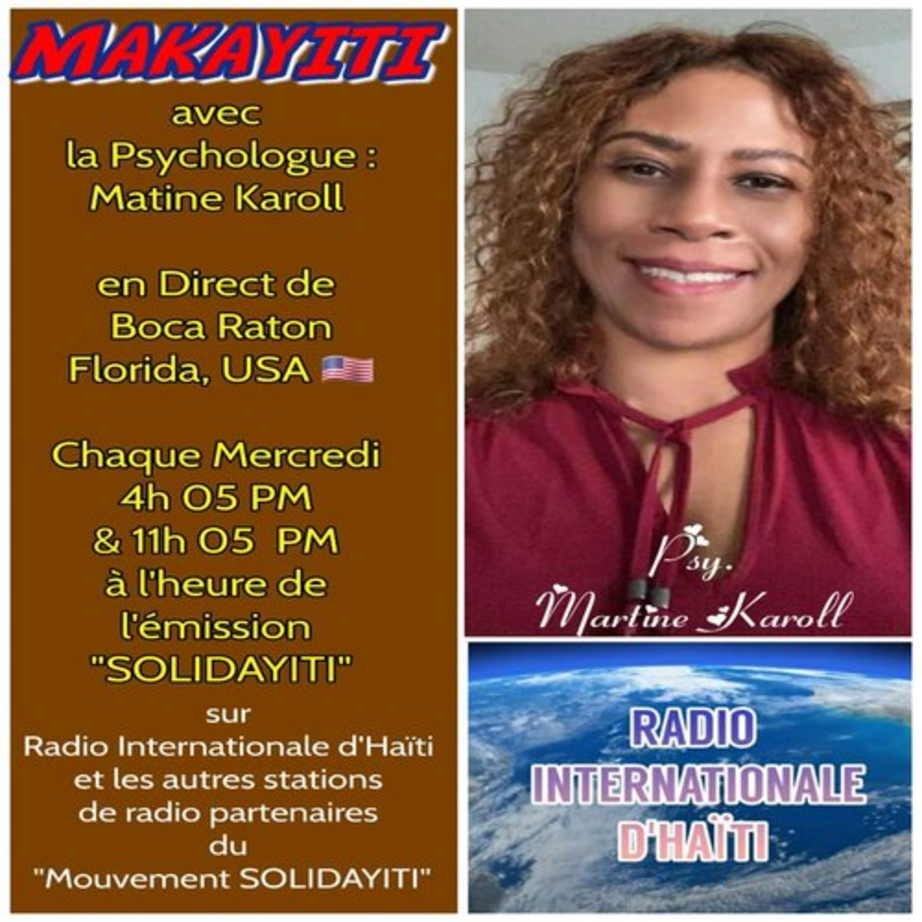 MAKAYITI No 73 avec Dr Martine Karoll Escarné en direct de Boca Raton, Florida, USA - Mercredi 15 Avril 2026 episode artwork