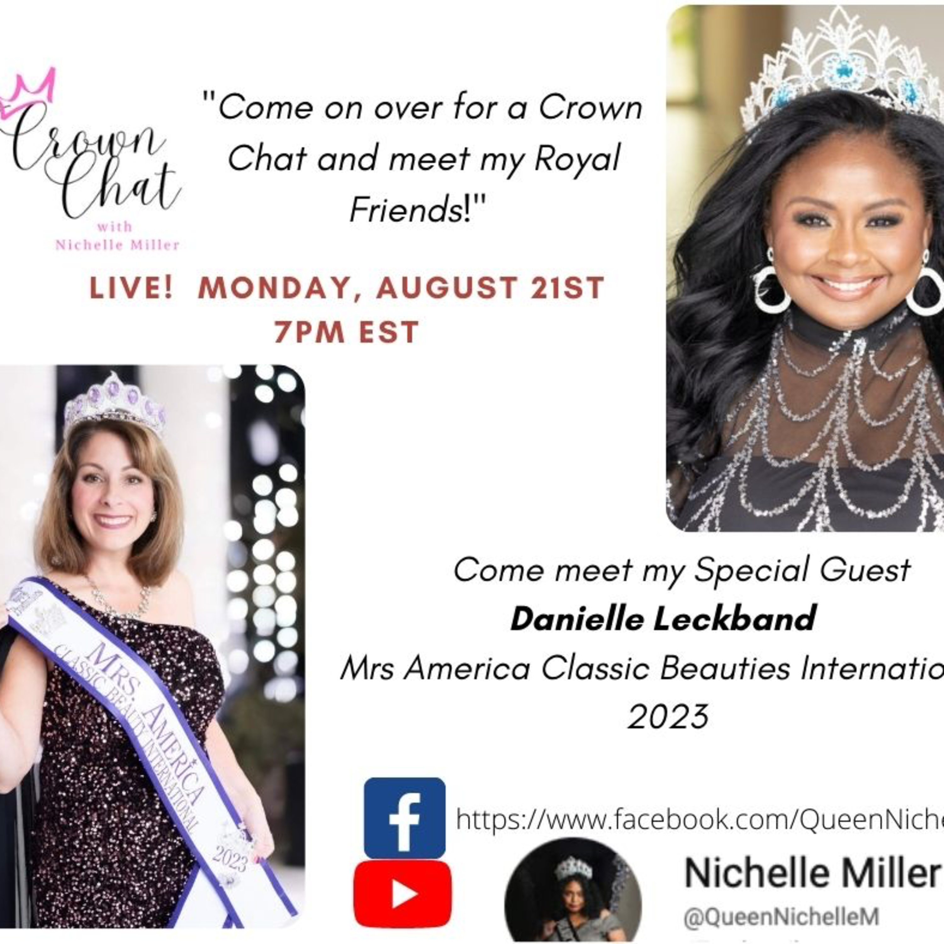 Season 2 Episode 19: Crown Chat w/Nichelle featuring my Special Guest, Danielle Leckband, Mrs.America Classic Beauties International episode artwork