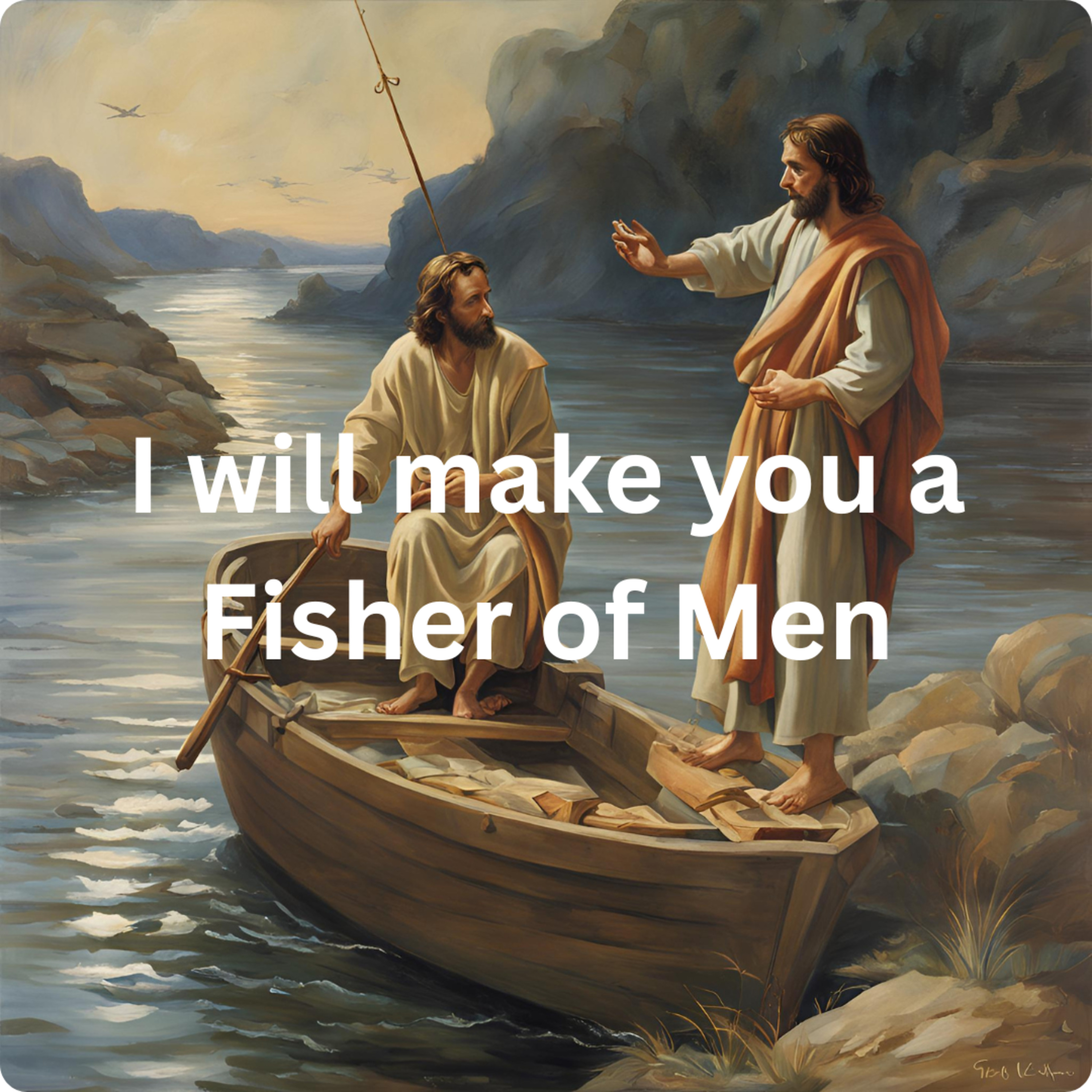 Jesus teaching the crowd sand tasking Peter. episode artwork