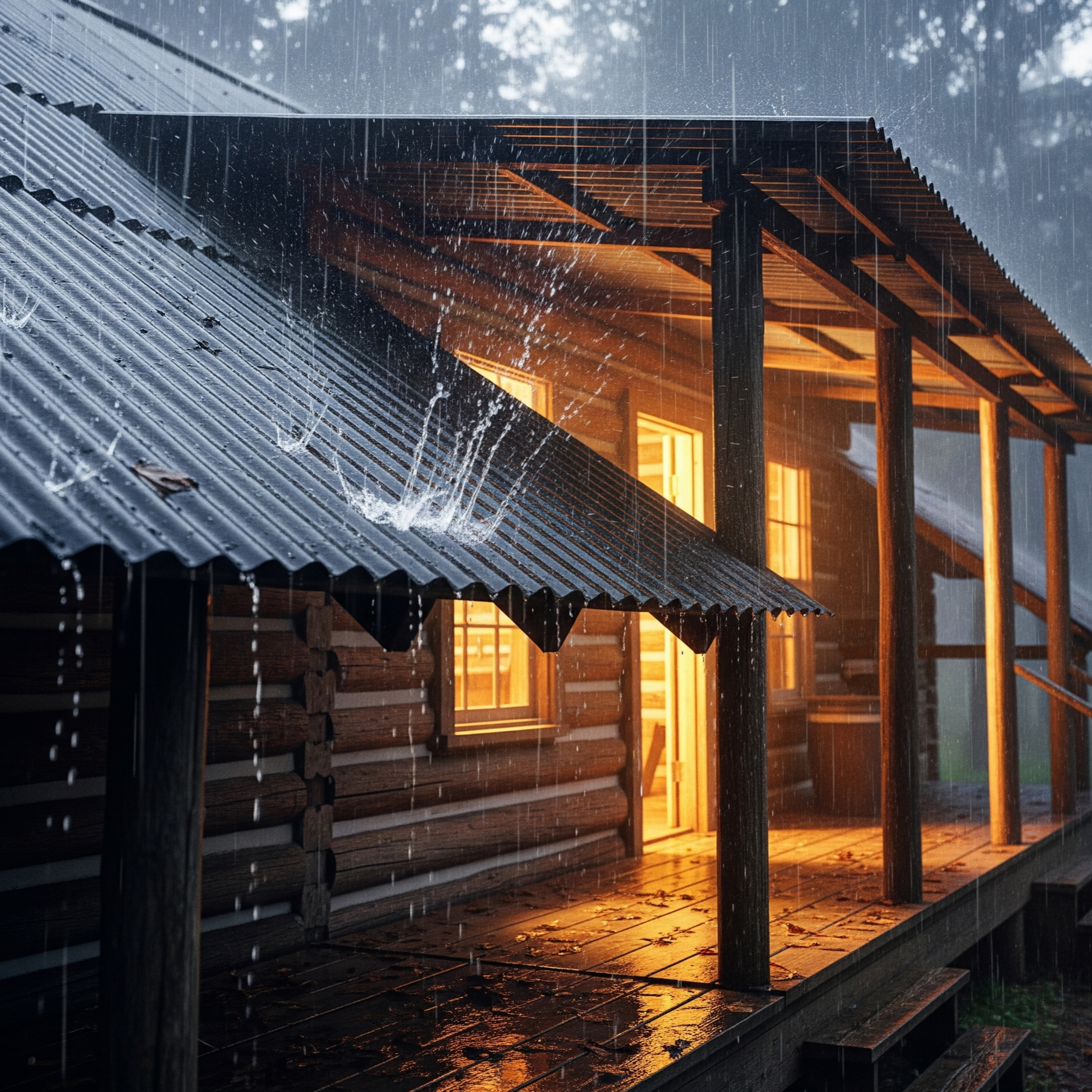 8 hours - Rain on the Tin Roof of a Remote Cabin Sound for Sleep & Relaxation
