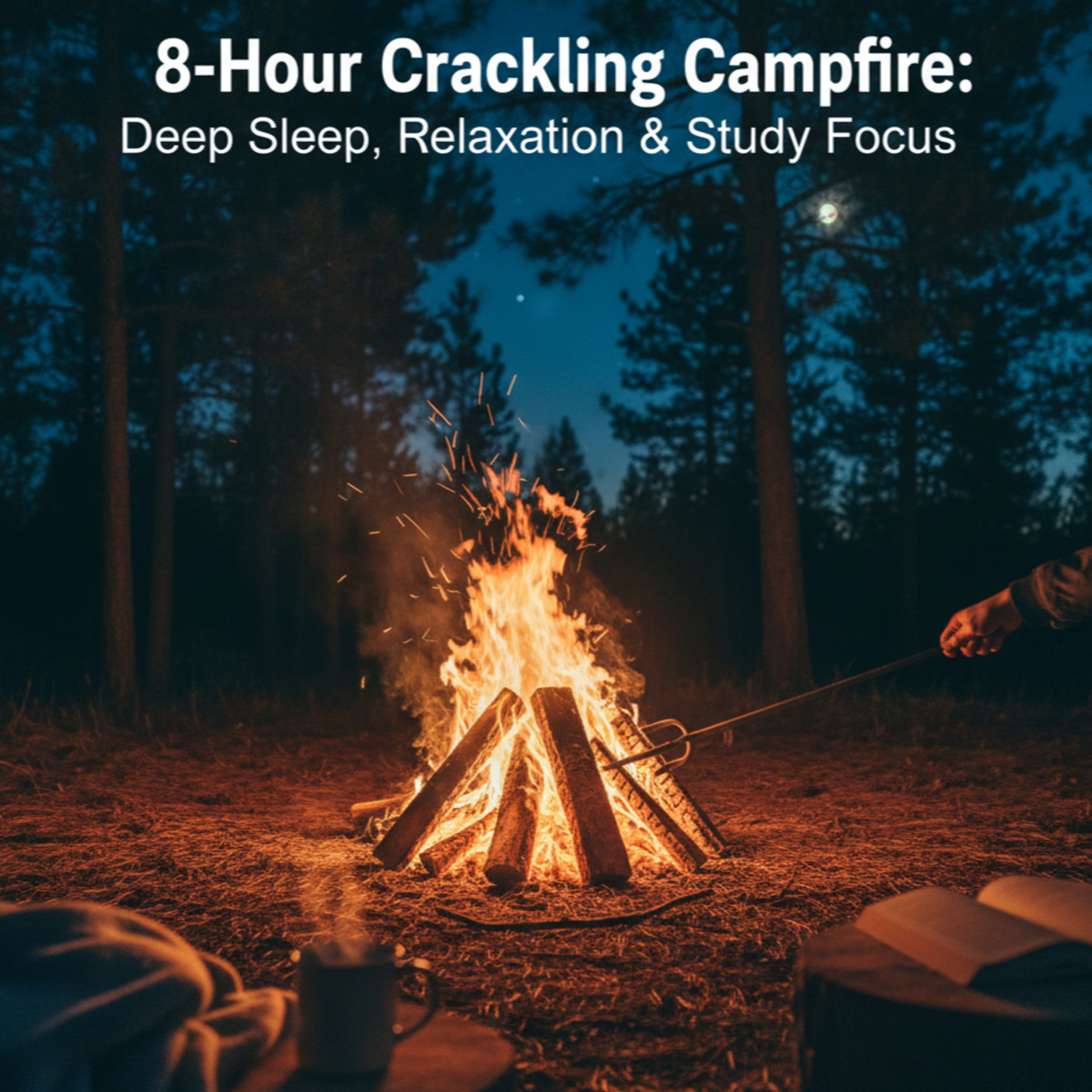 8-Hour Crackling Campfire: Deep Sleep, Relaxation & Study Focus