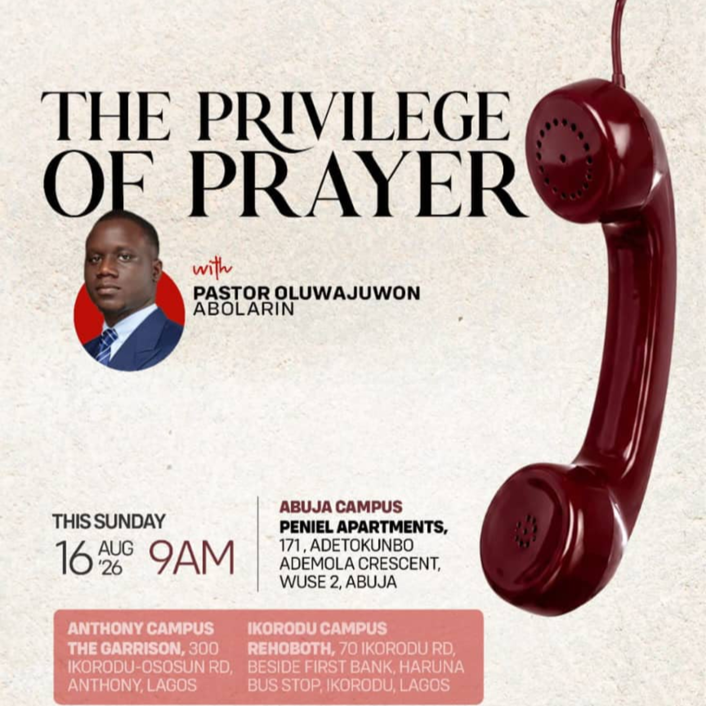 Give Us This Day Our Daily Bread | Privilege of Prayer 6.0 | Pastor Oluwajuwon Abolarin
