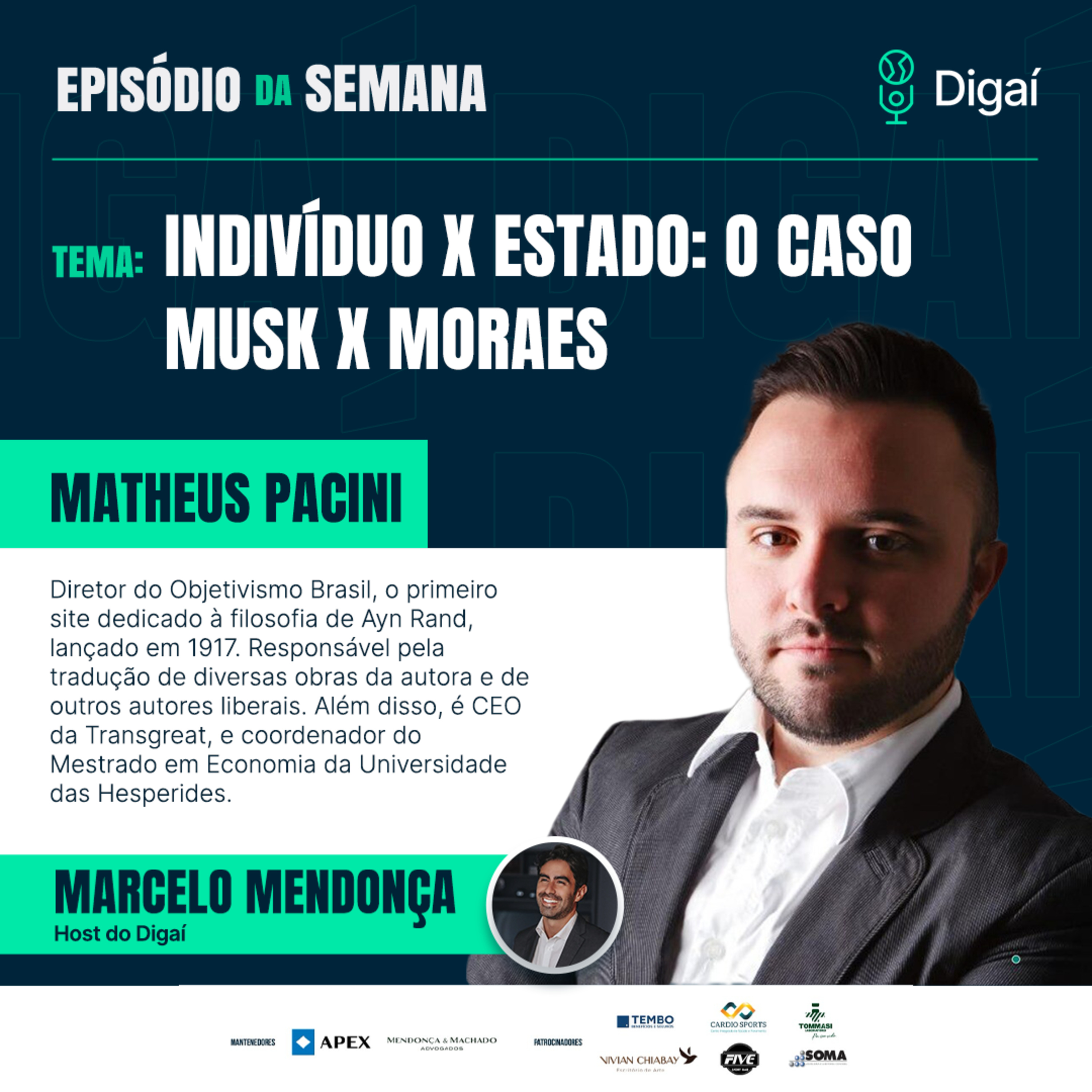 Episódio #129 - Matheus Pacini - Indivíduo x Estado: o caso Musk x Moraes episode artwork