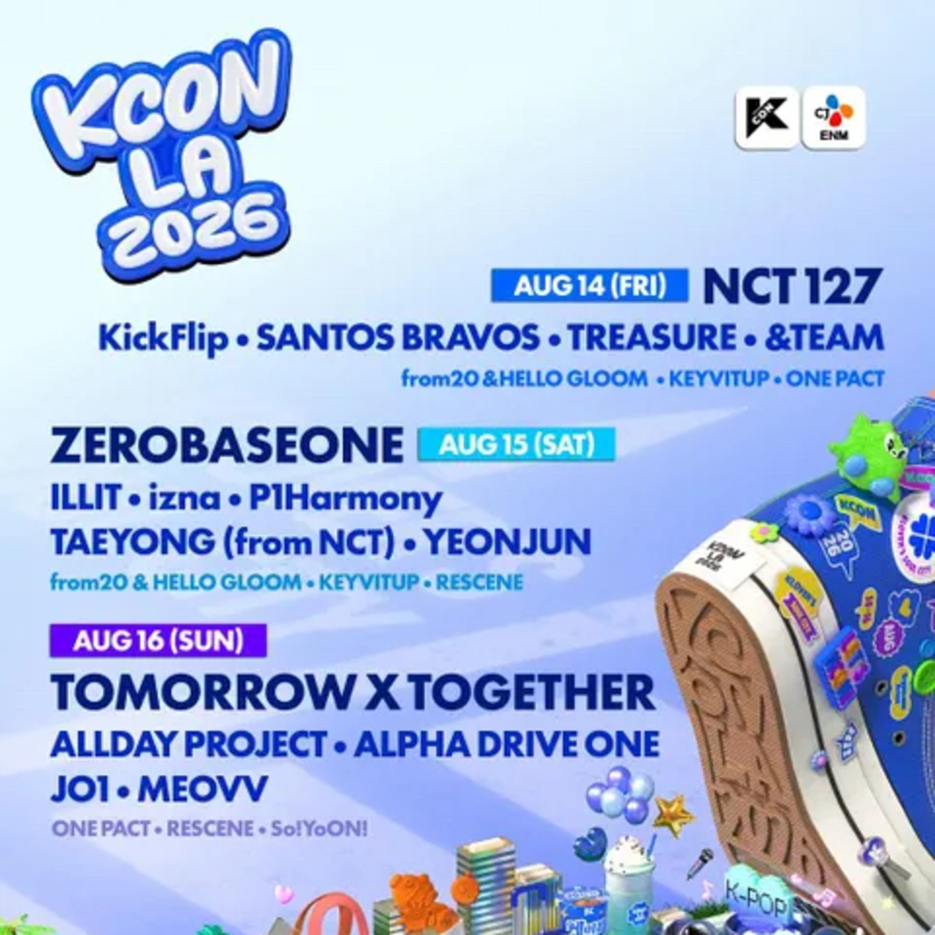 KCON LA 2026 Lineup: NCT 127, TXT, ZEROBASEONE Headlining