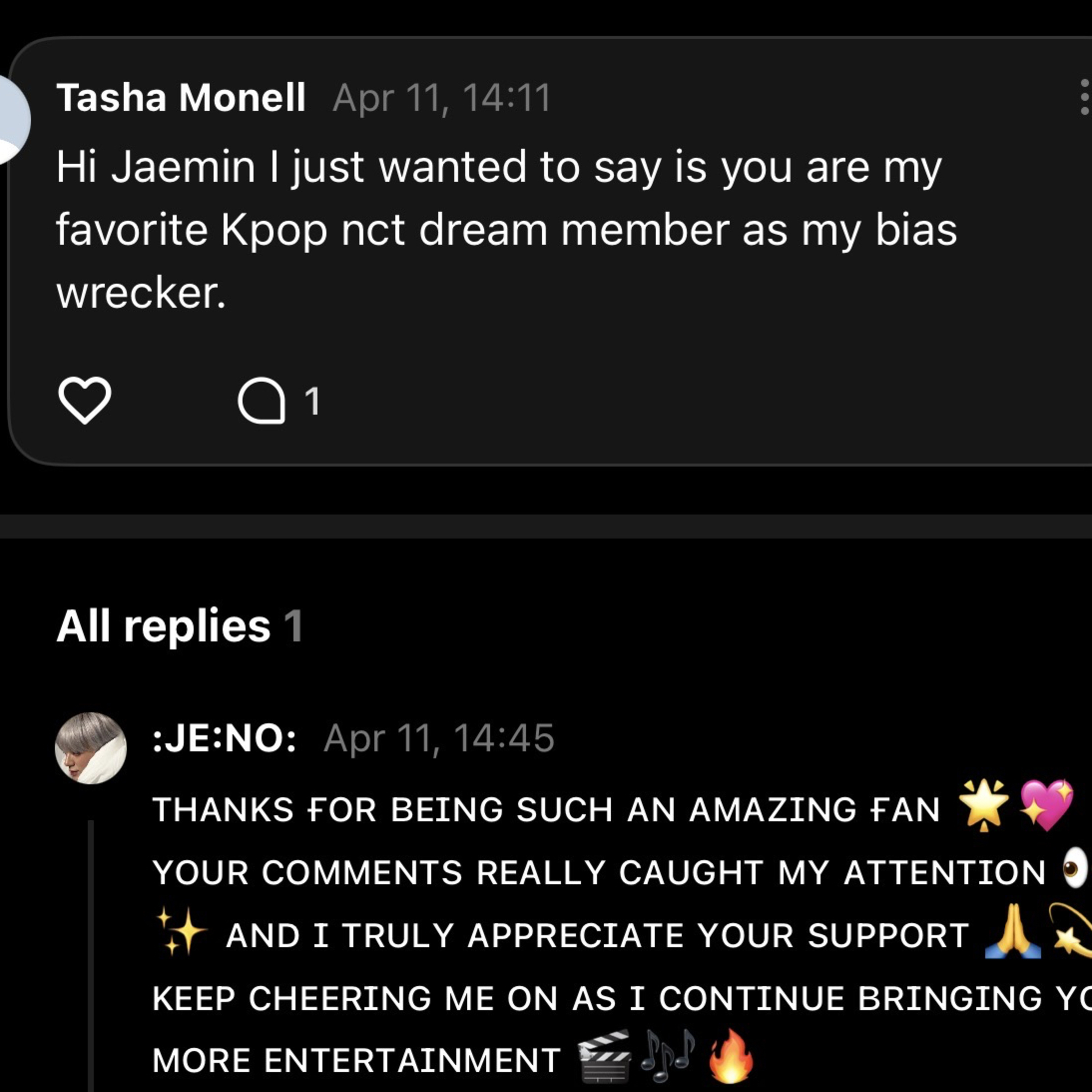 I got all 35 reply back comments from all the Kpop boy bands on Weaverse app