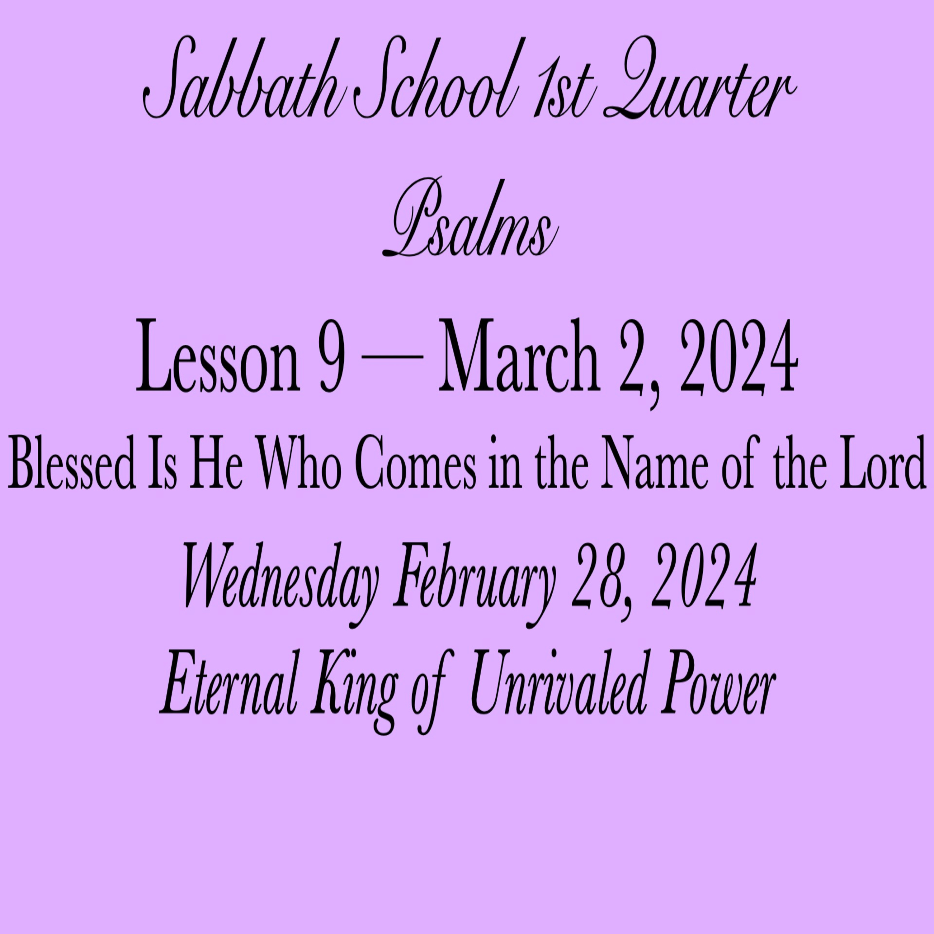 Blessed Is He Who Comes in the Name of the Lord — Eternal King of Unrivaled Power