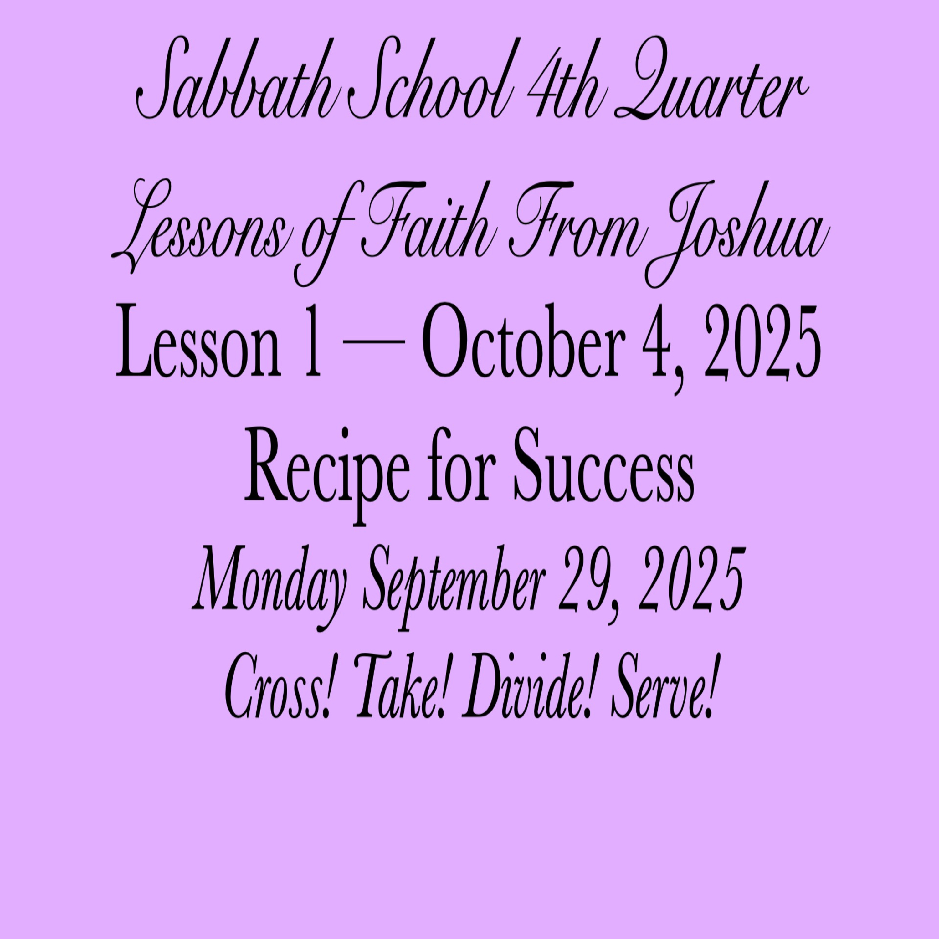 Recipe for Success — Cross! Take! Divide! Serve!