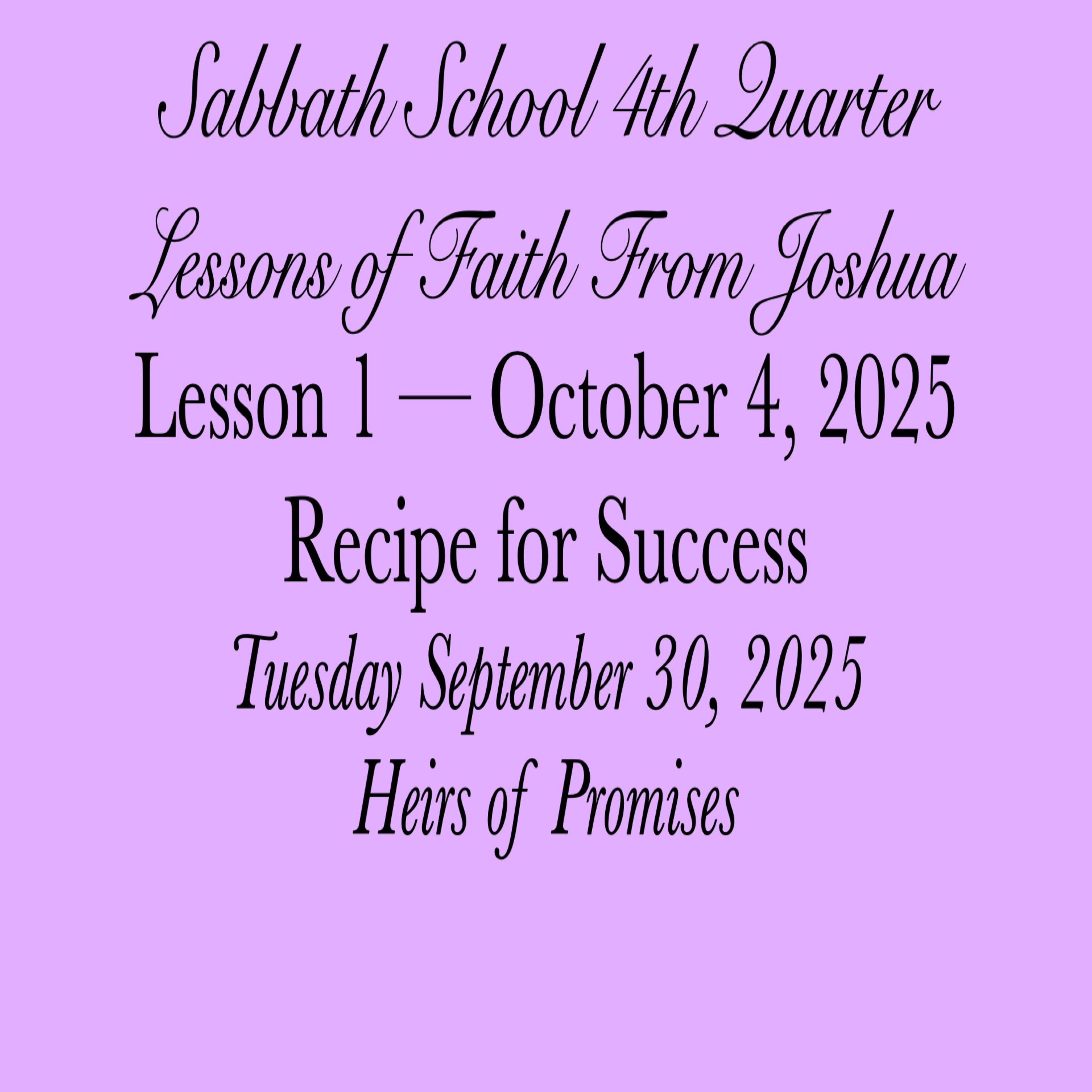 Recipe for Success — Heirs of Promises