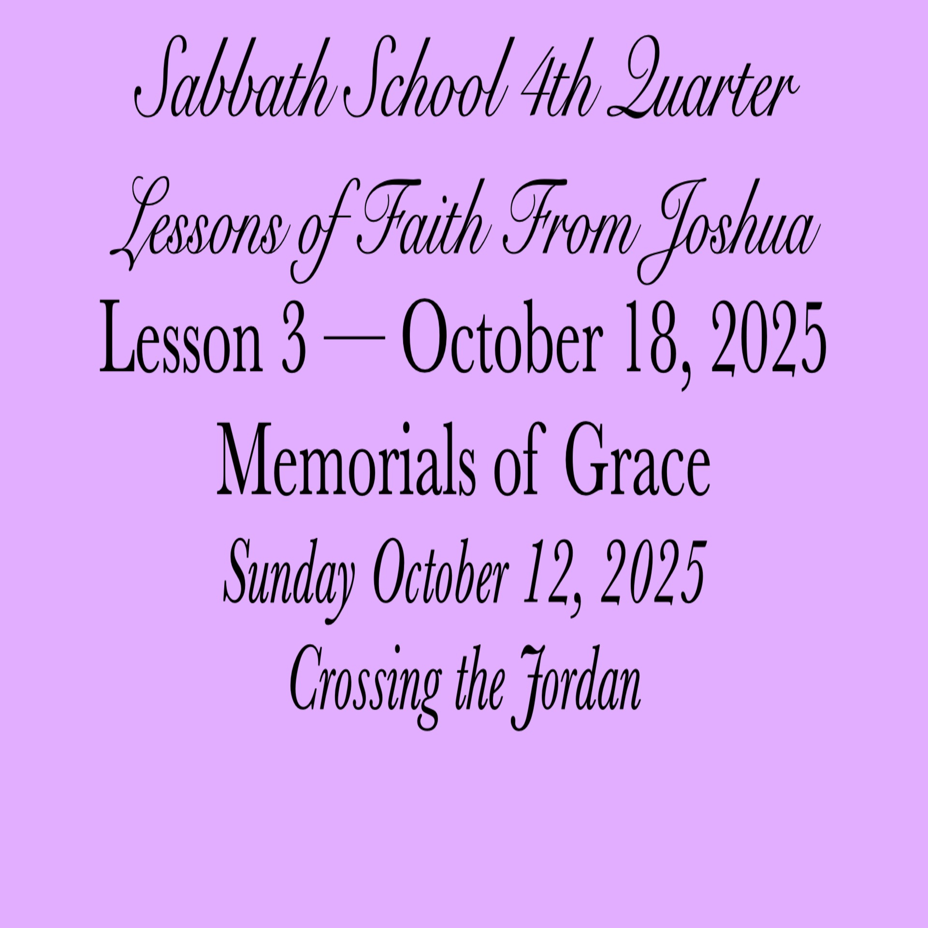 Memorials of Grace — Crossing the Jordan