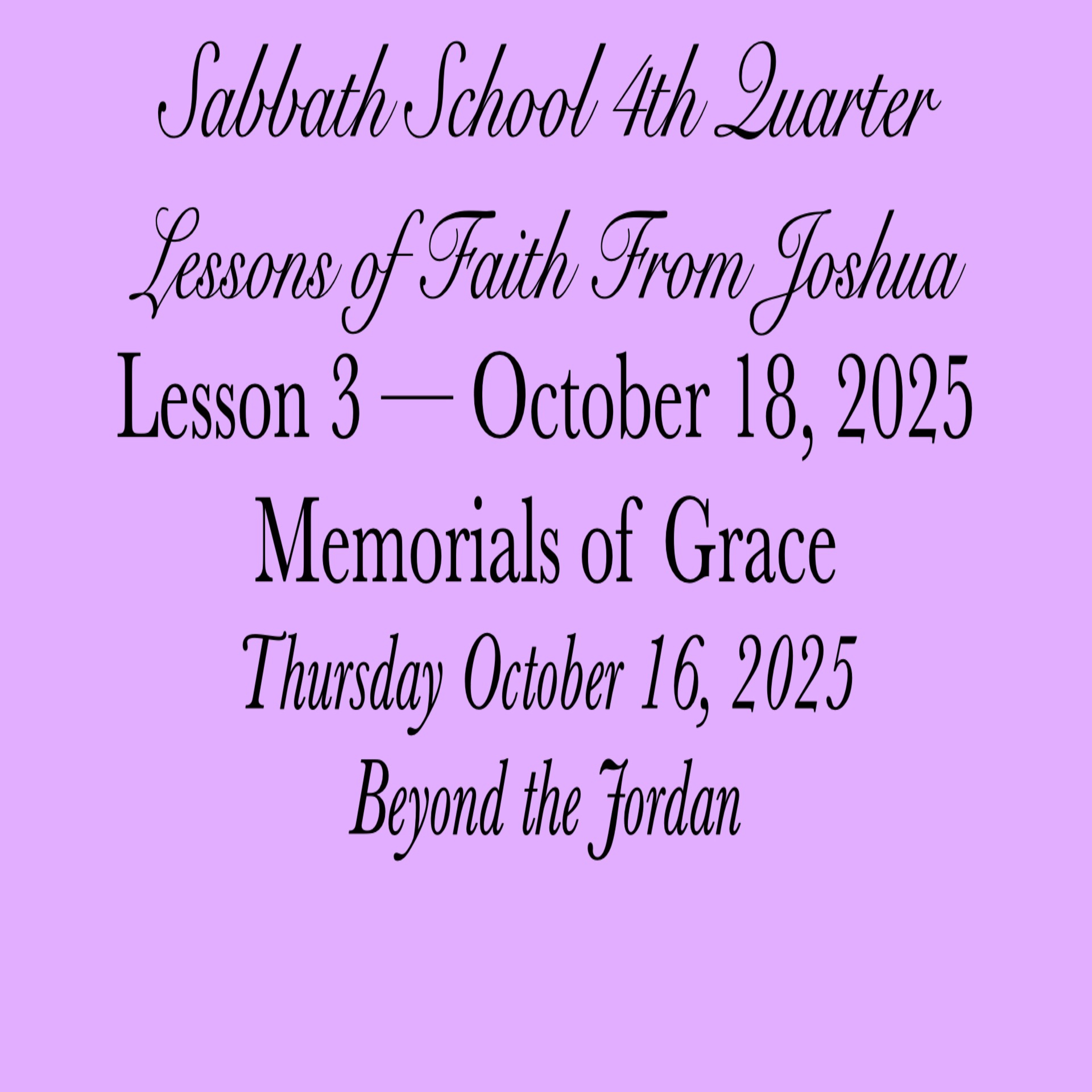 Memorials of Grace — Beyond the Jordan