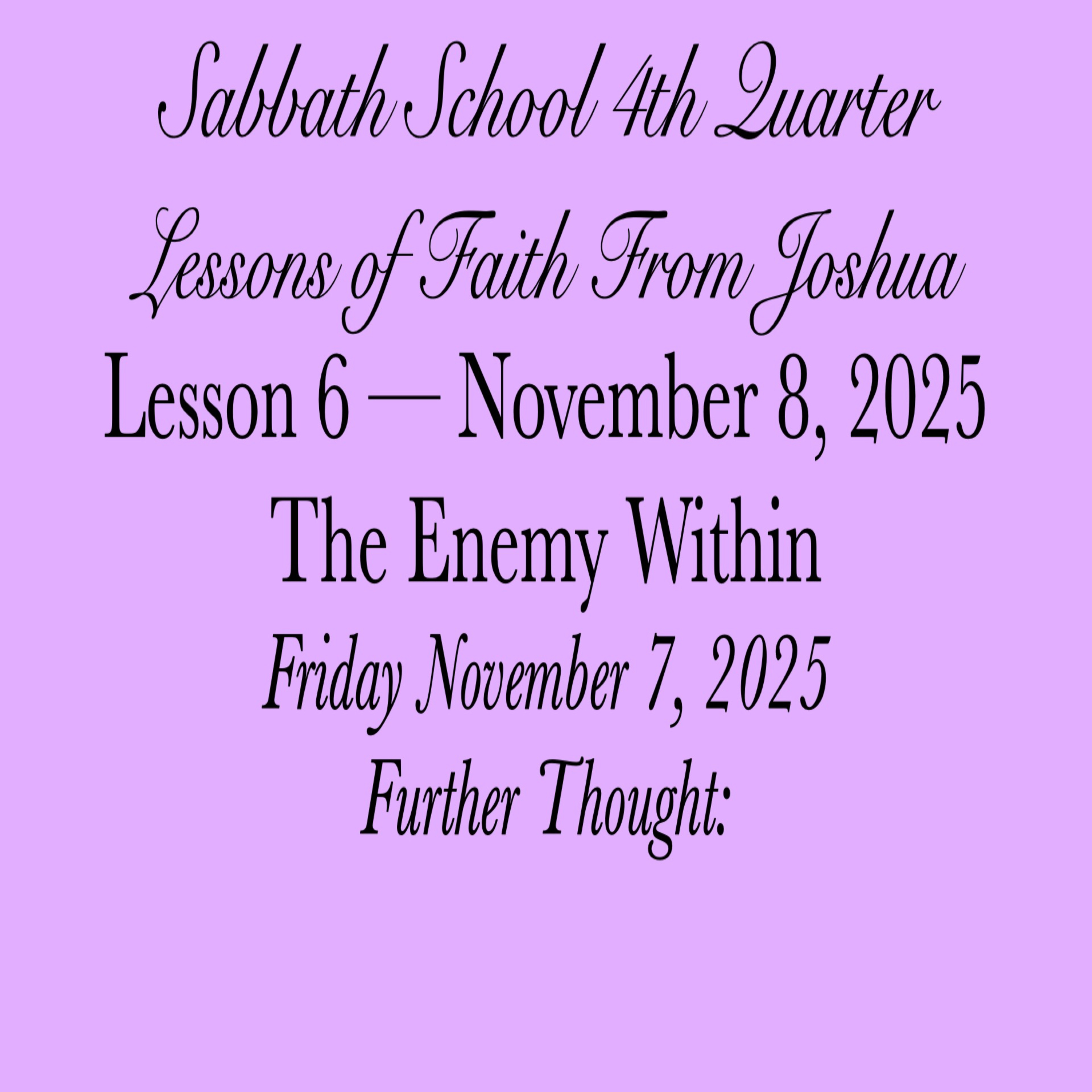 The Enemy Within — Further Thought: