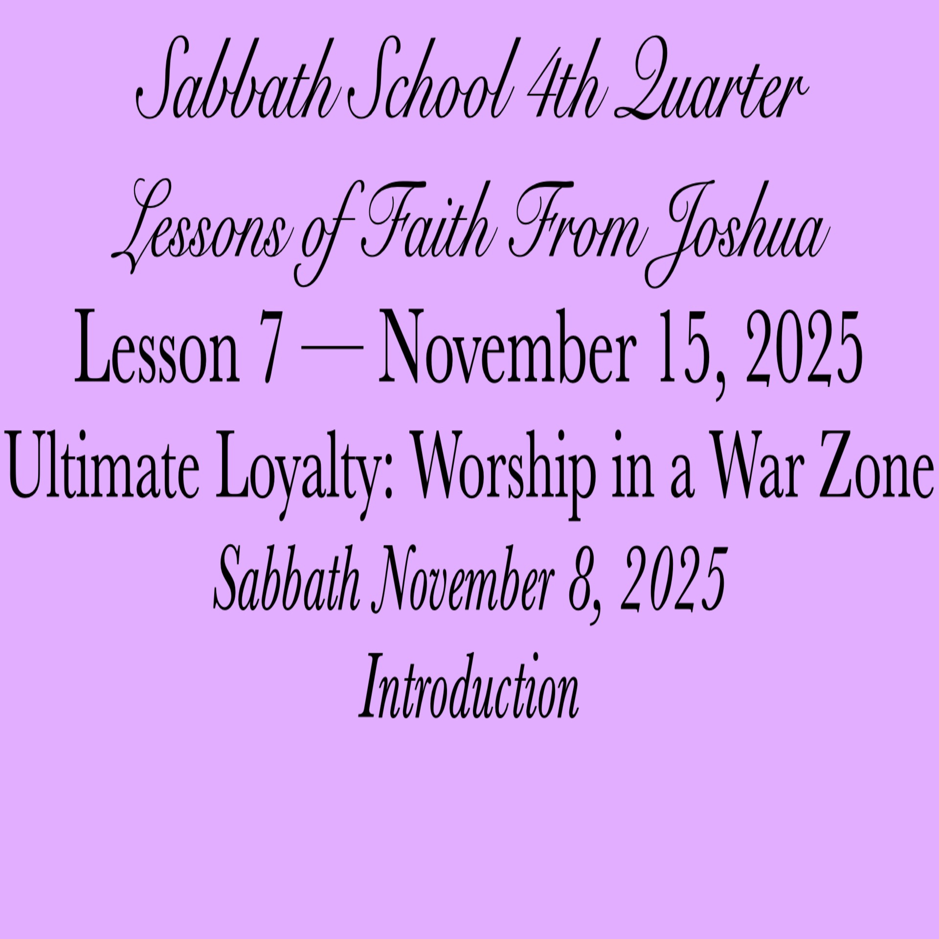 Ultimate Loyalty: Worship in a War Zone — Introduction
