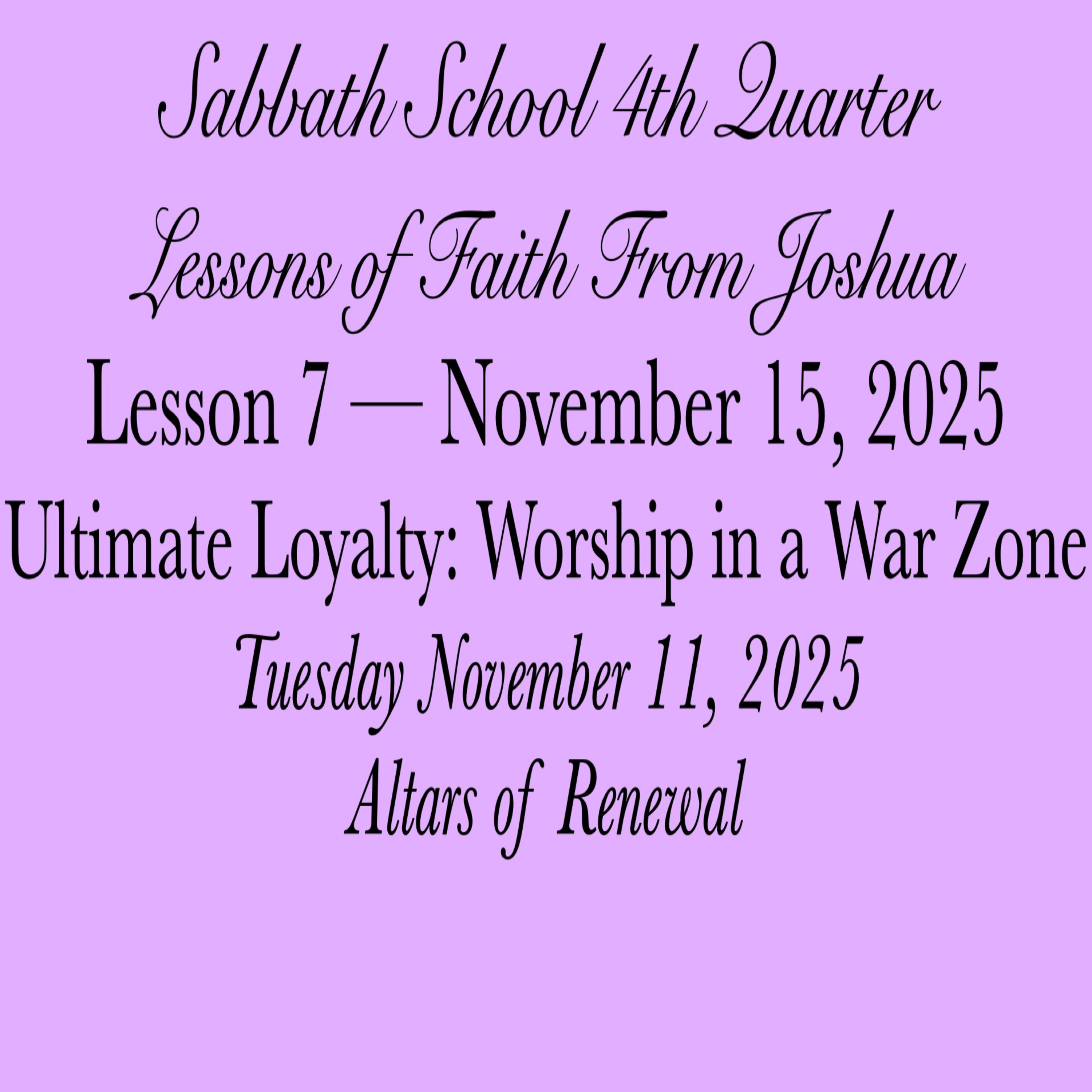 Ultimate Loyalty: Worship in a War Zone — Altars of Renewal