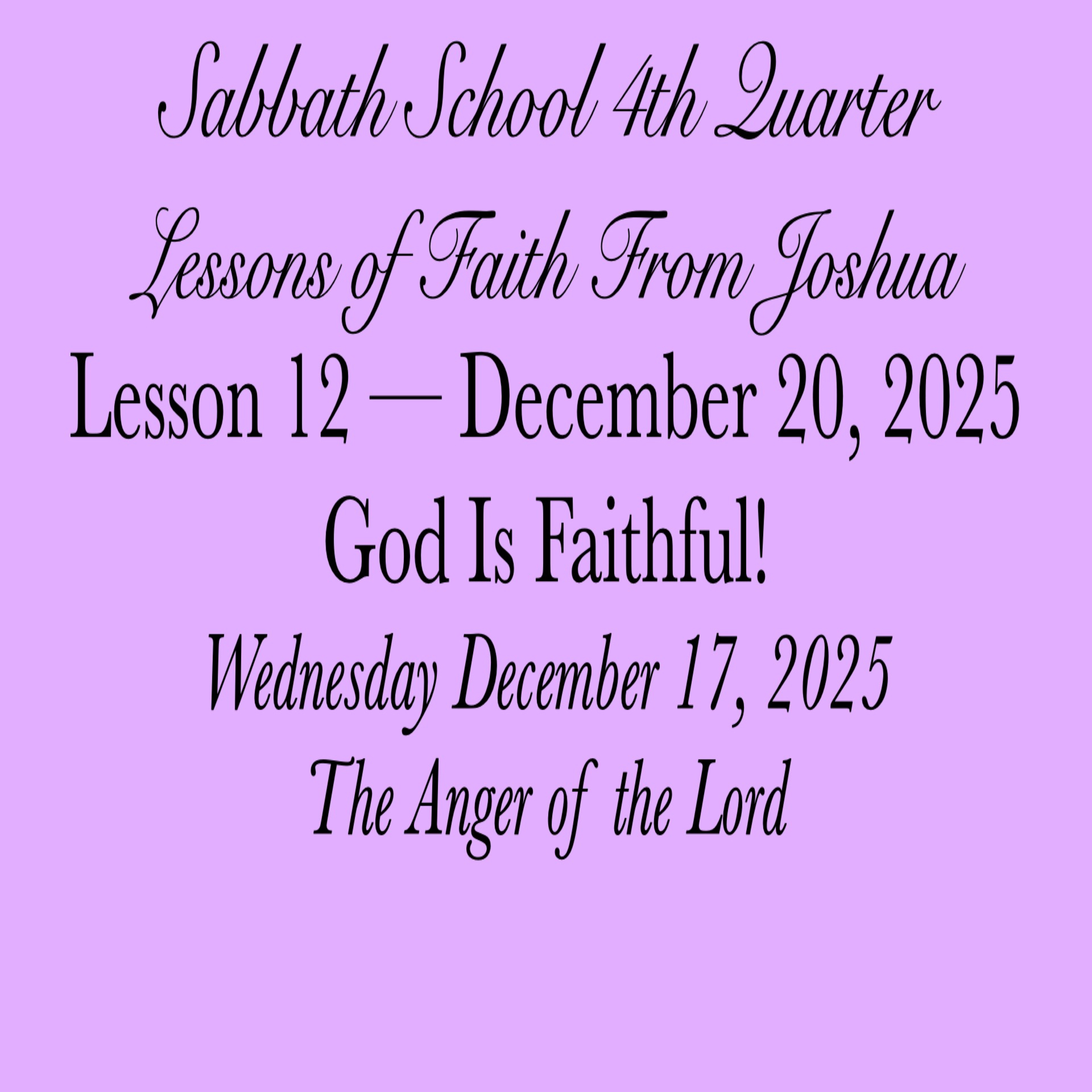 God Is Faithful! — The Anger of the Lord