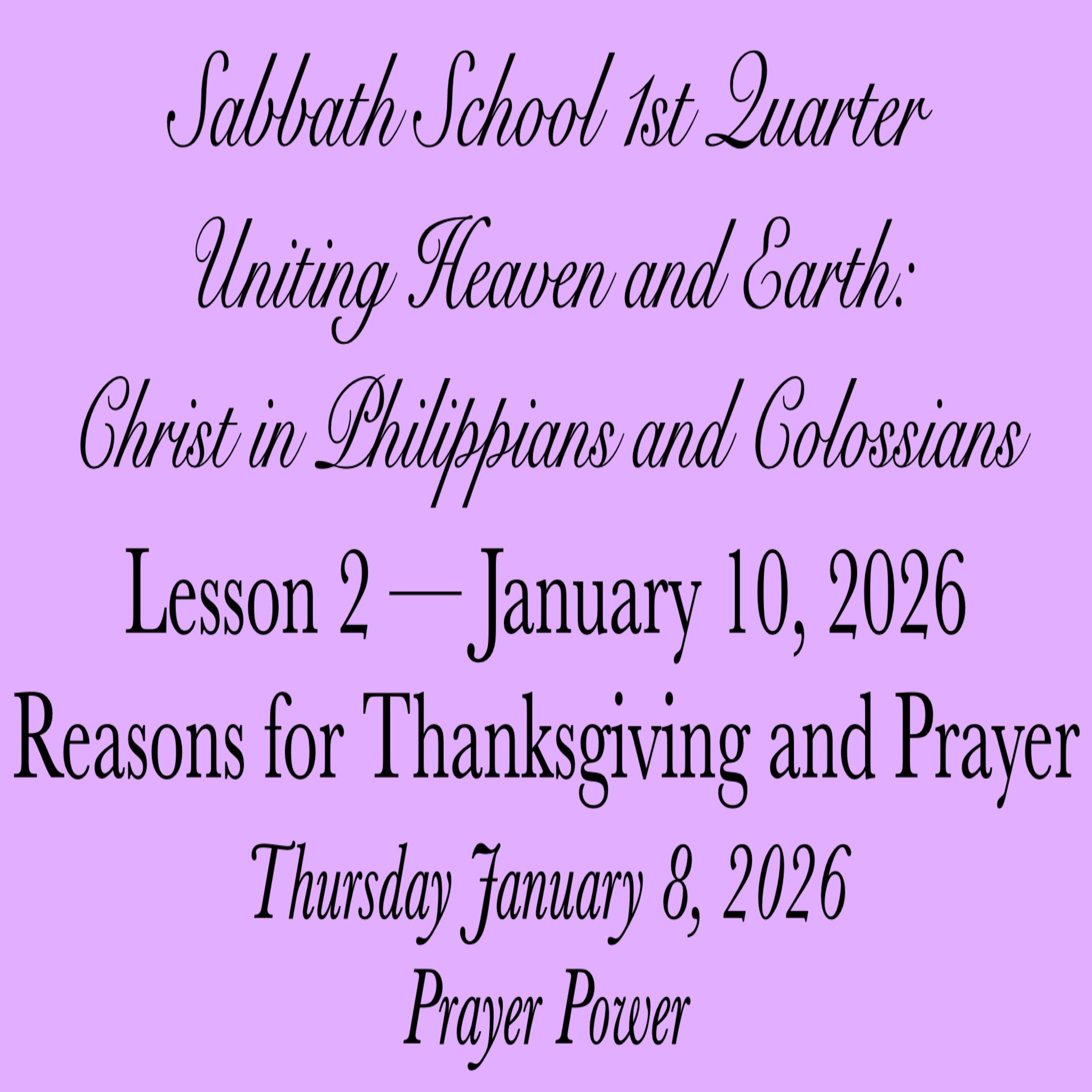 Reasons for Thanksgiving and Prayer — Prayer Power