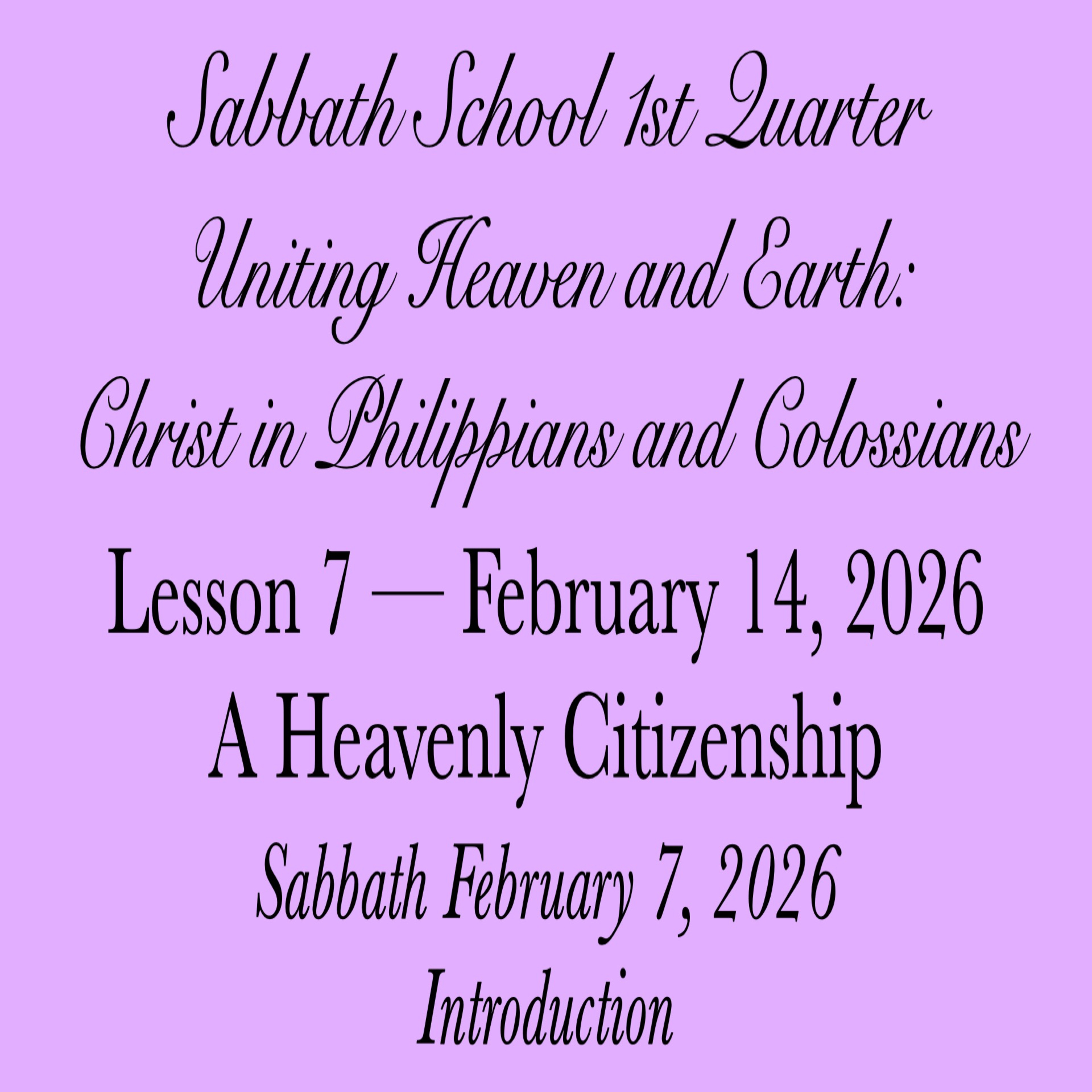 A Heavenly Citizenship — Introduction