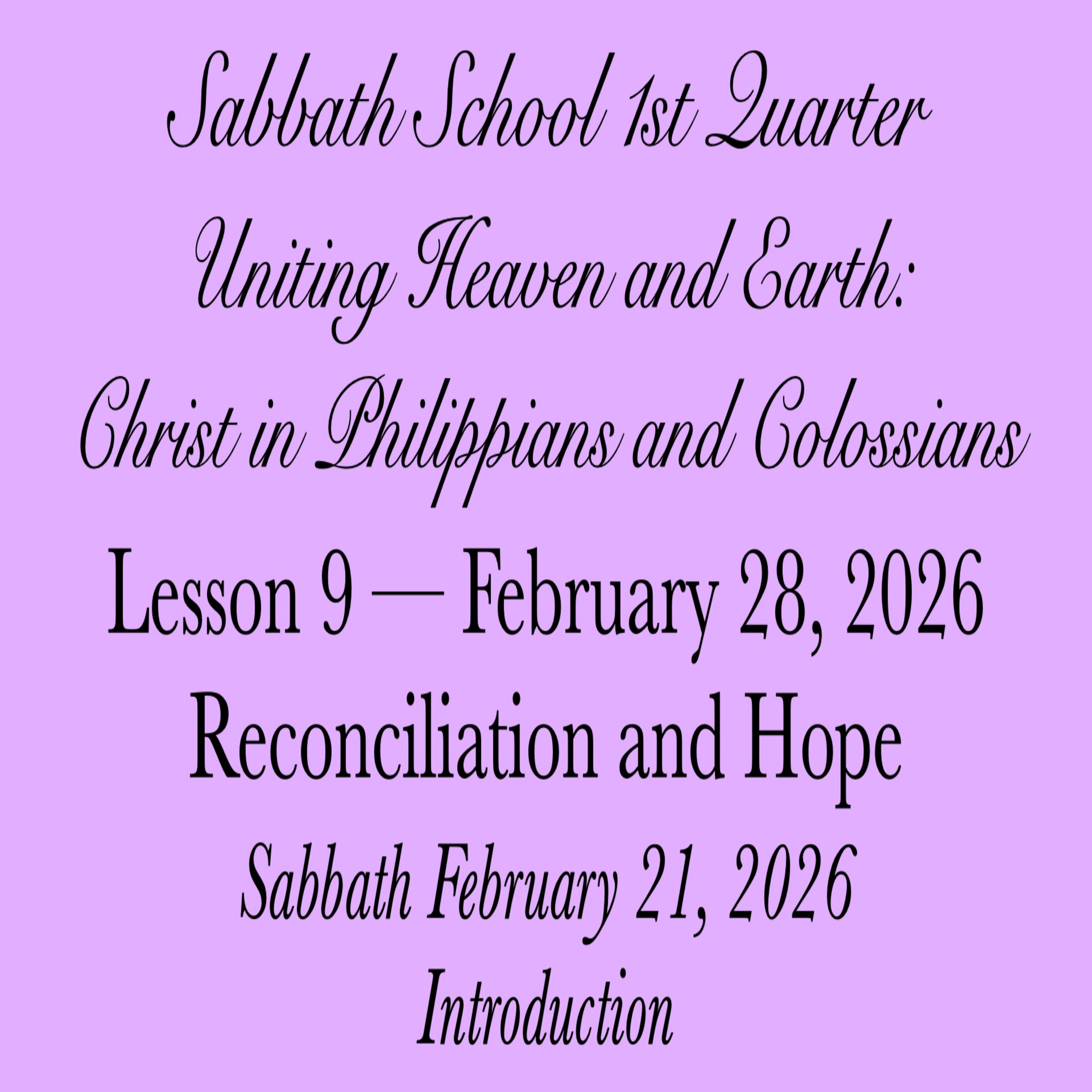 Reconciliation and Hope — Introduction