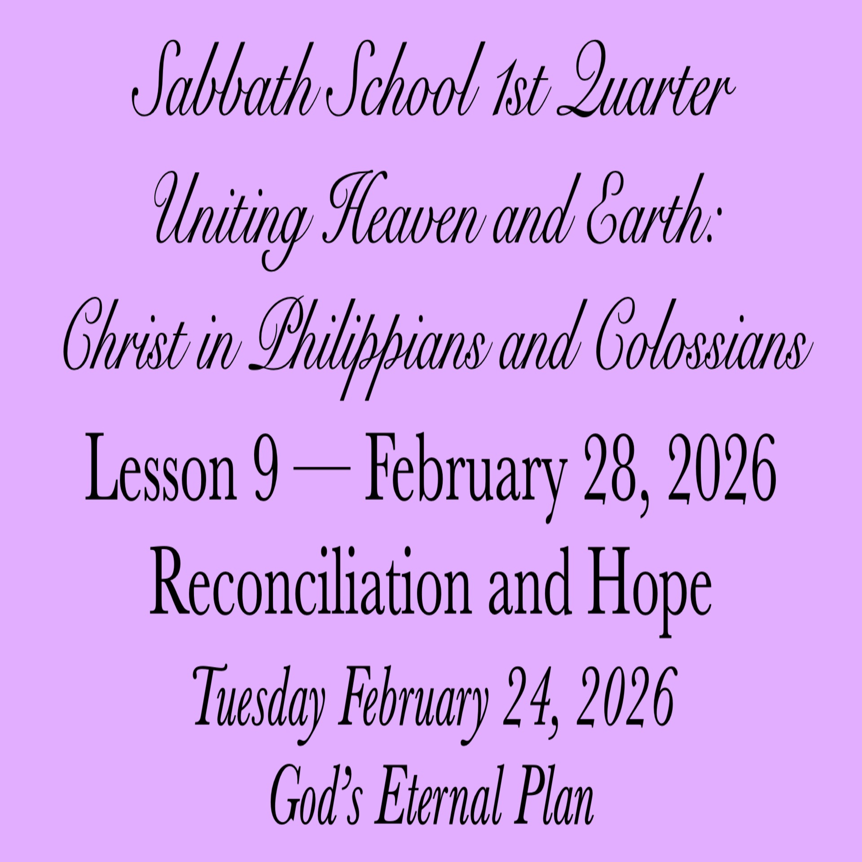 Reconciliation and Hope — God’s Eternal Plan