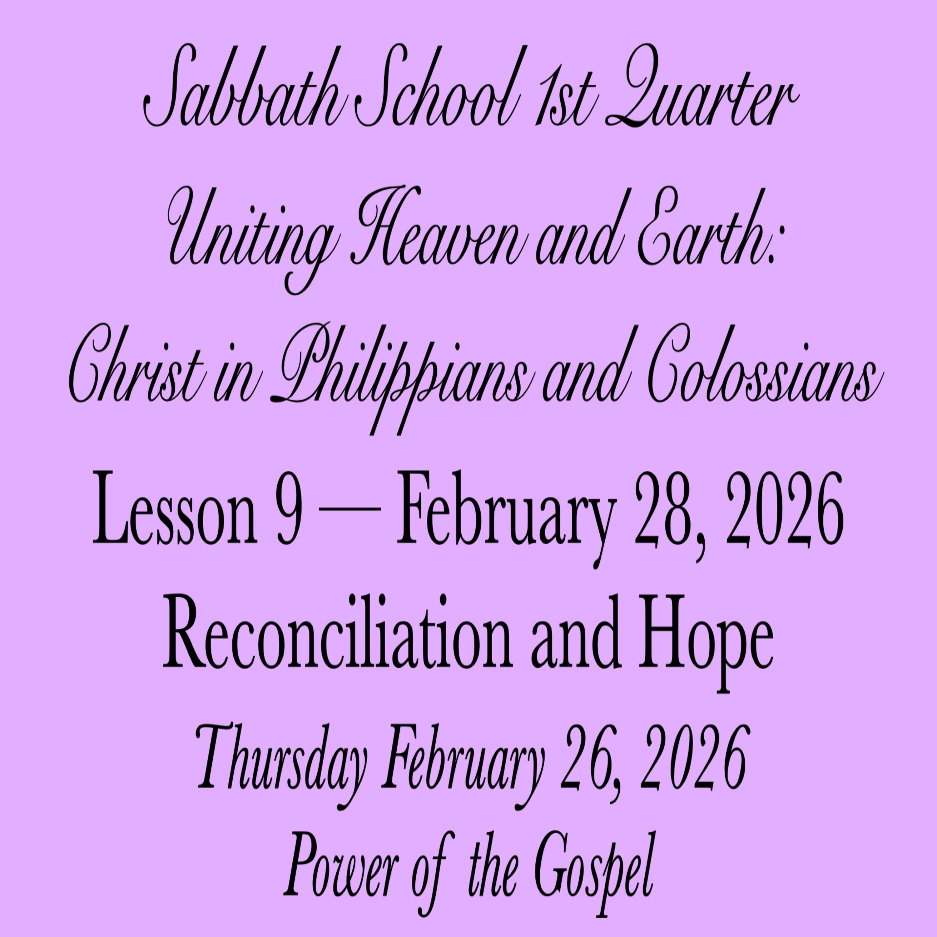 Reconciliation and Hope — Power of the Gospel
