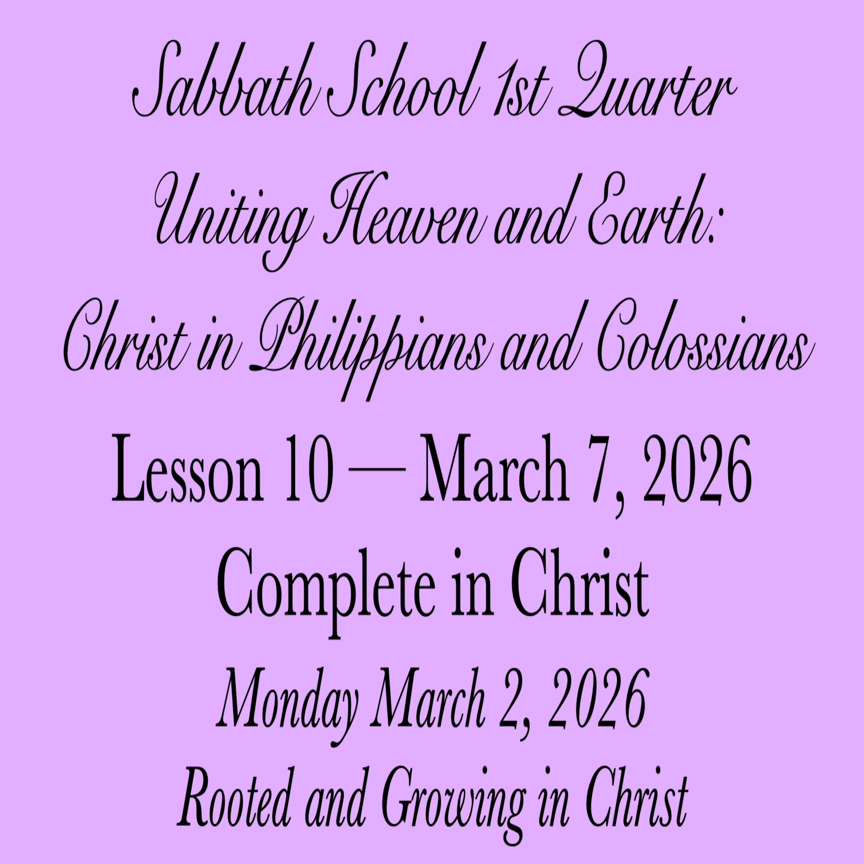 Complete in Christ — Rooted and Growing in Christ