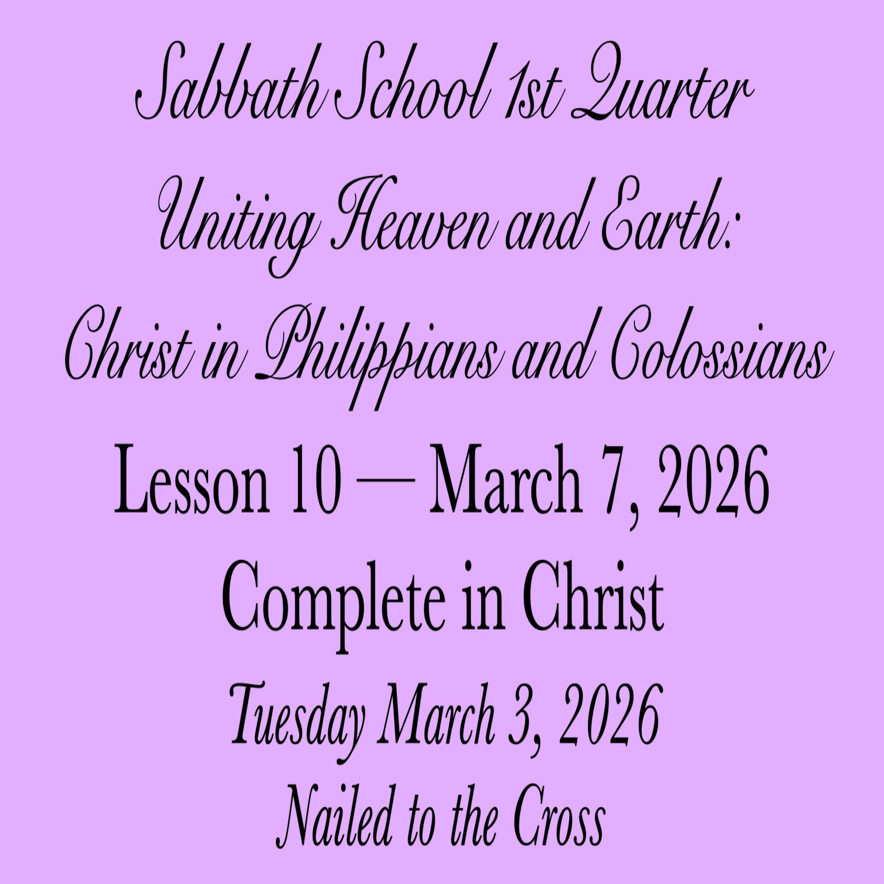 Complete in Christ — Nailed to the Cross