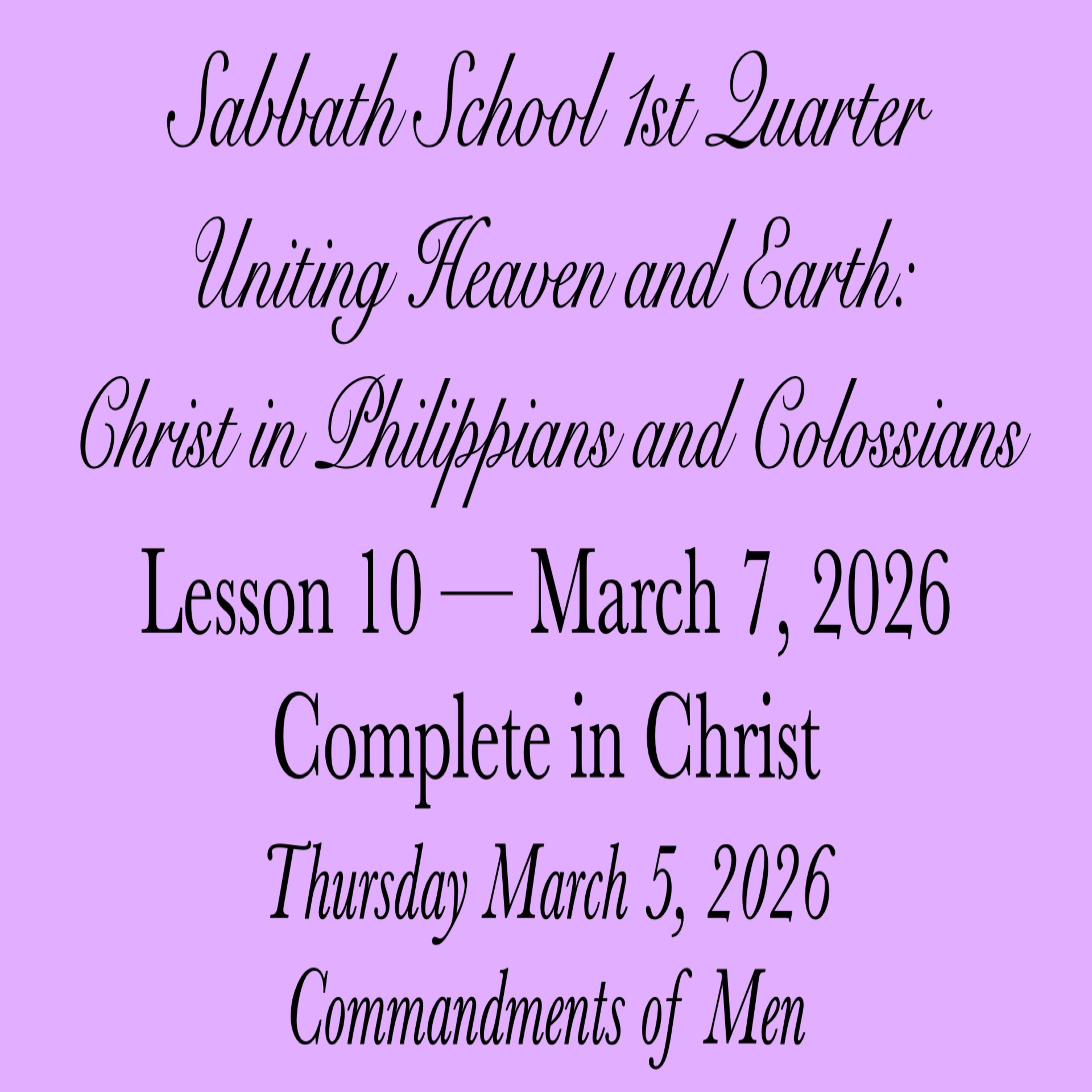 Complete in Christ — Commandments of Men