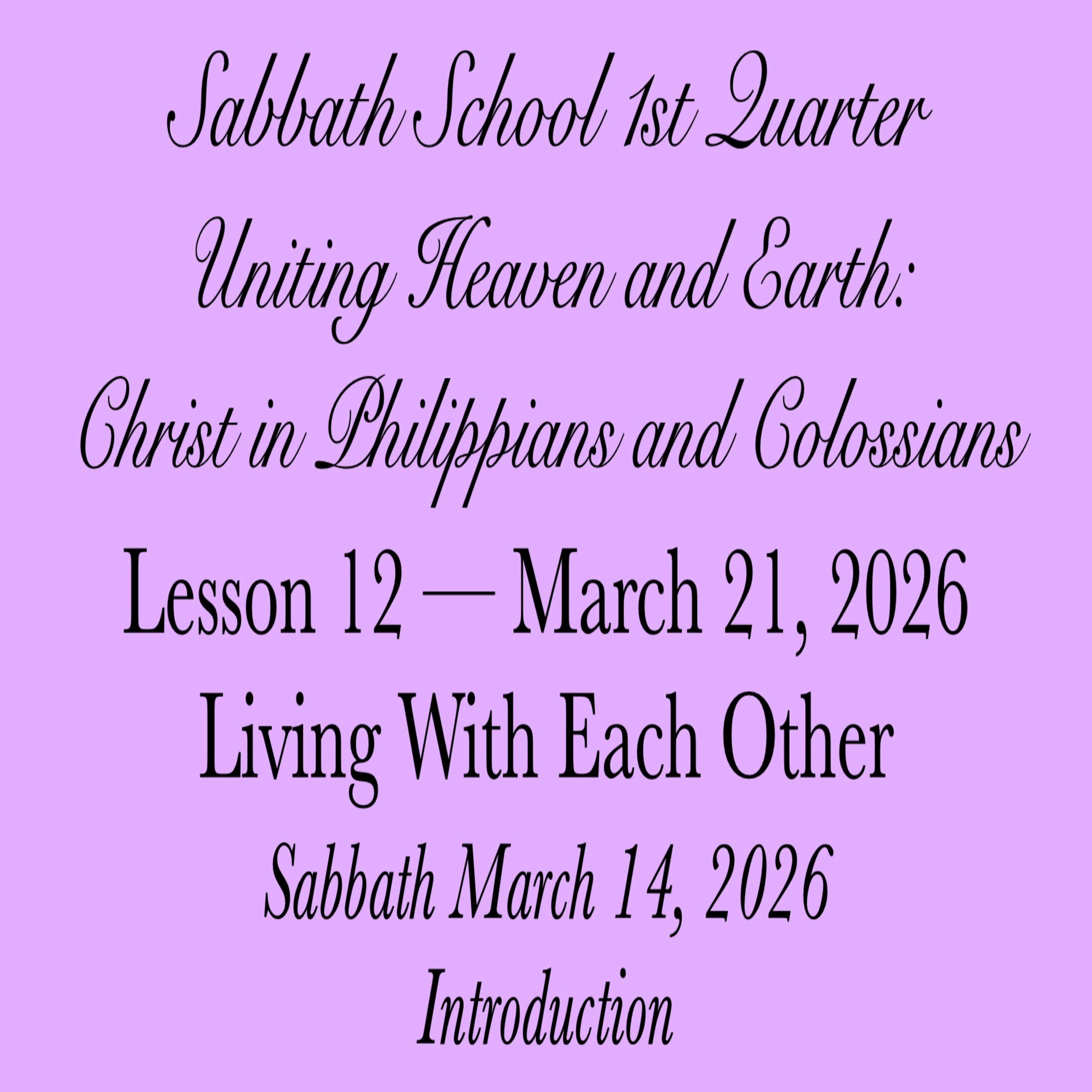 Living With Each Other — Introduction