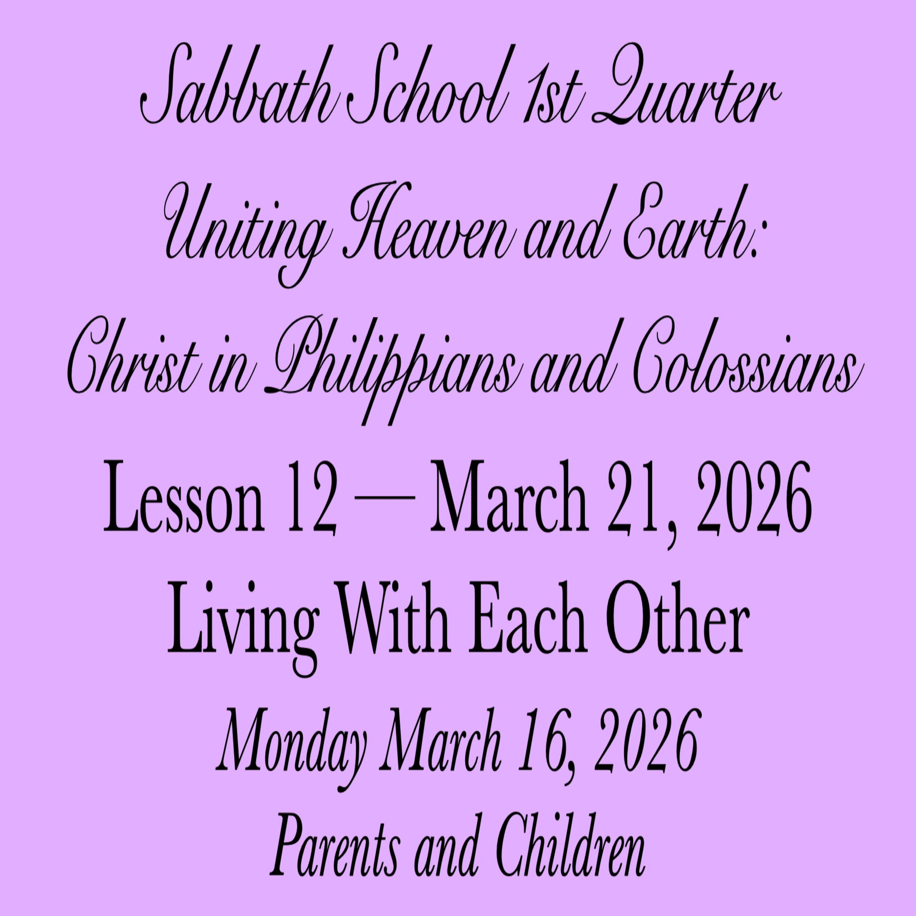 Living With Each Other — Parents and Children
