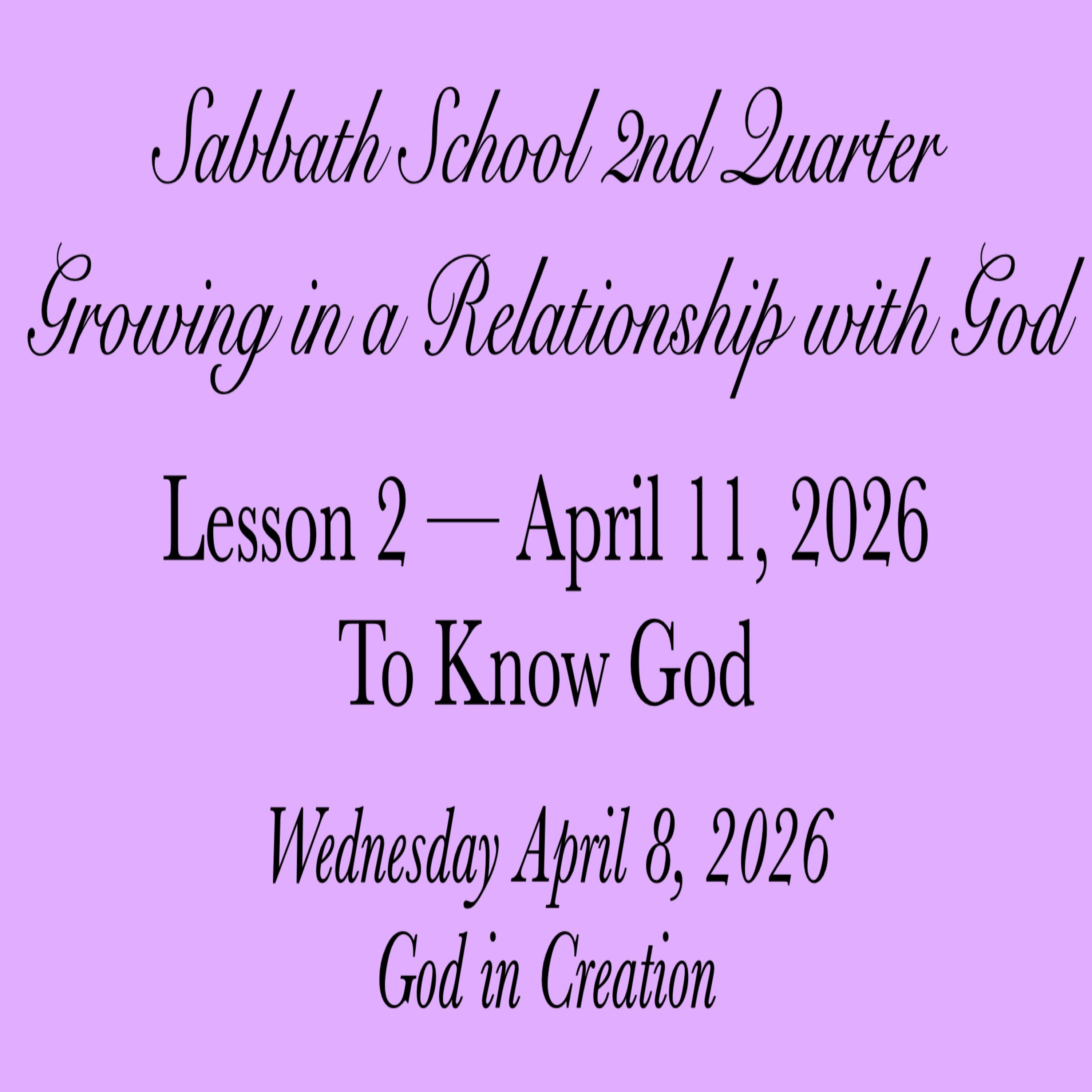 To Know God — God in Creation