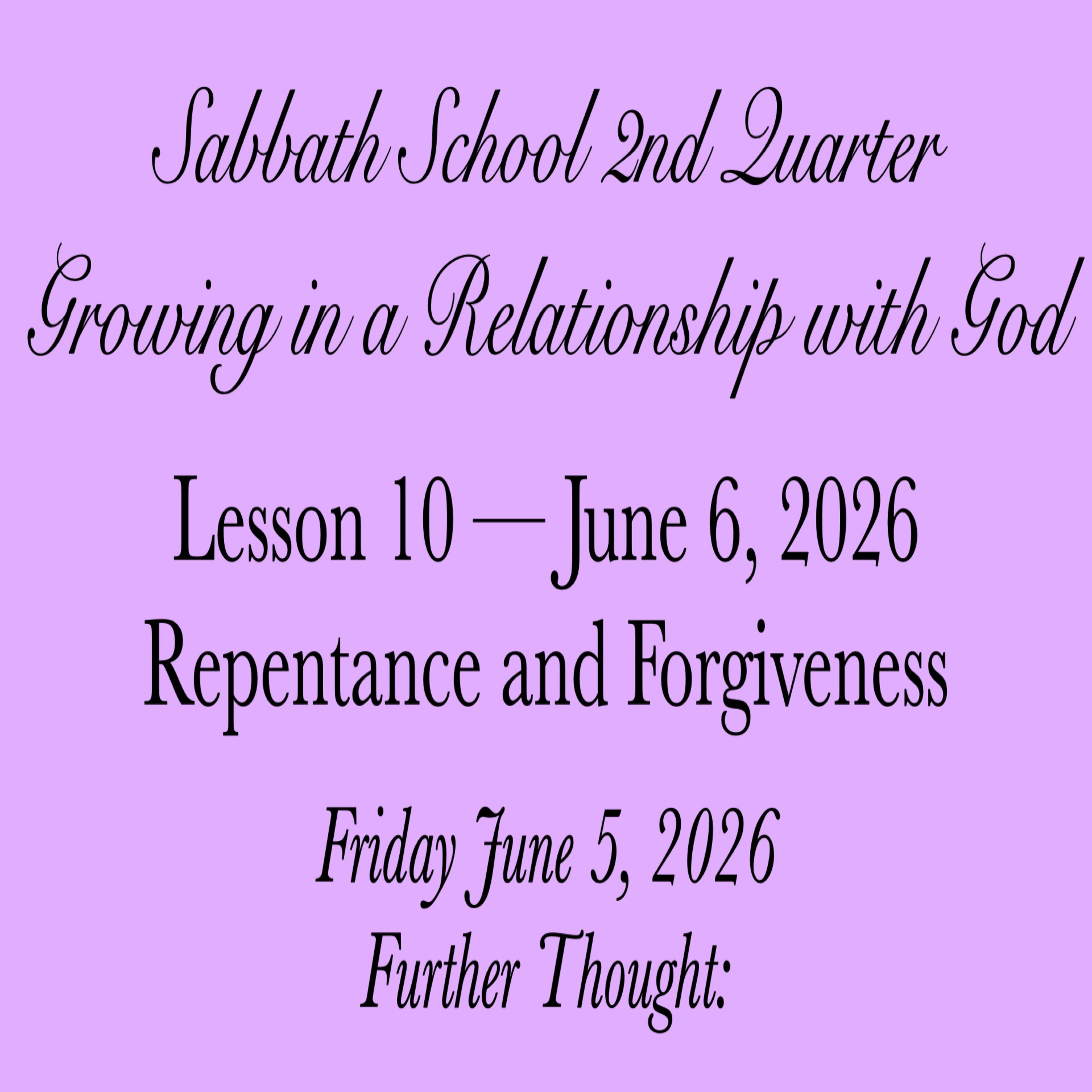 Repentance and Forgiveness — Further Thought: episode artwork