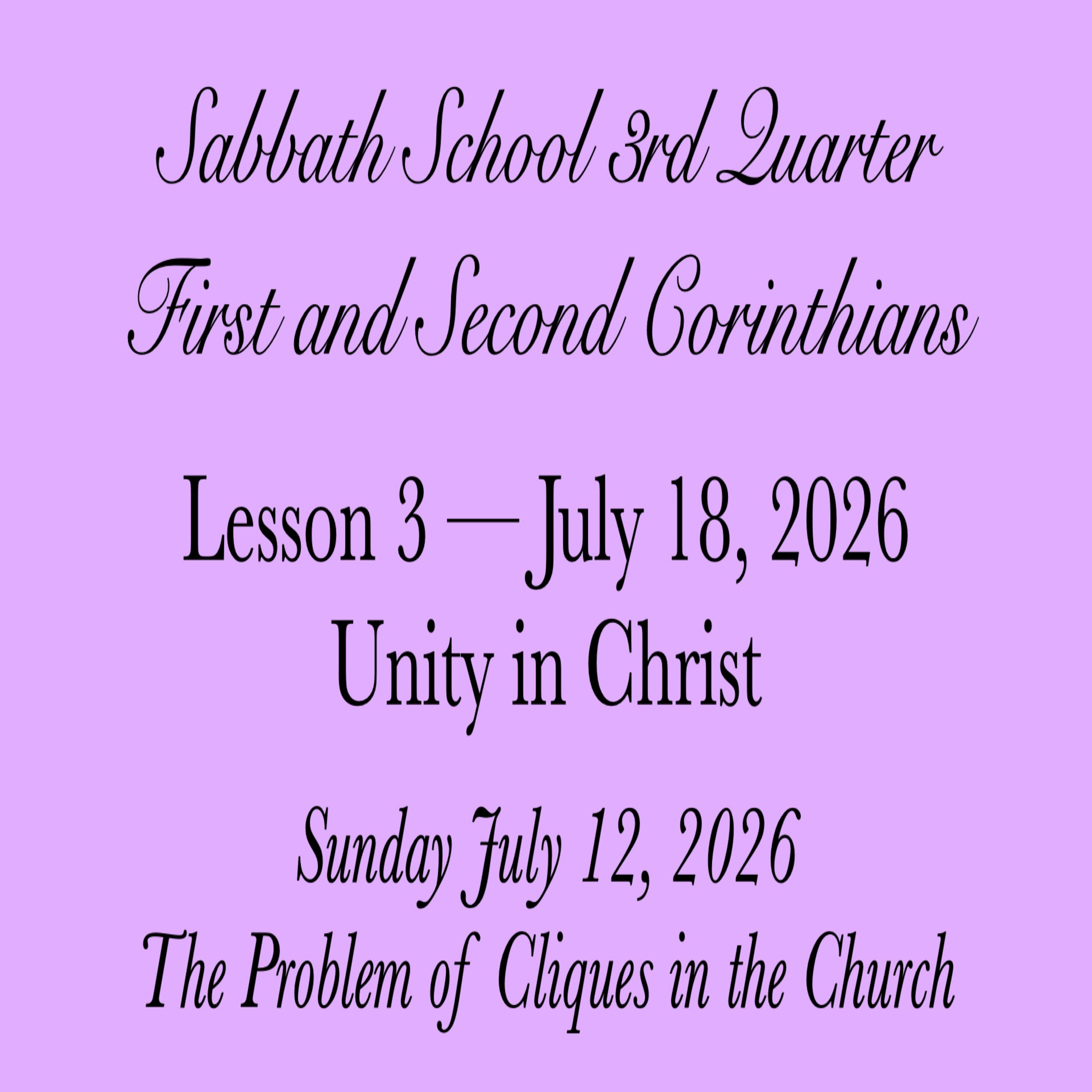 Unity in Christ — The Problem of Cliques in the Church