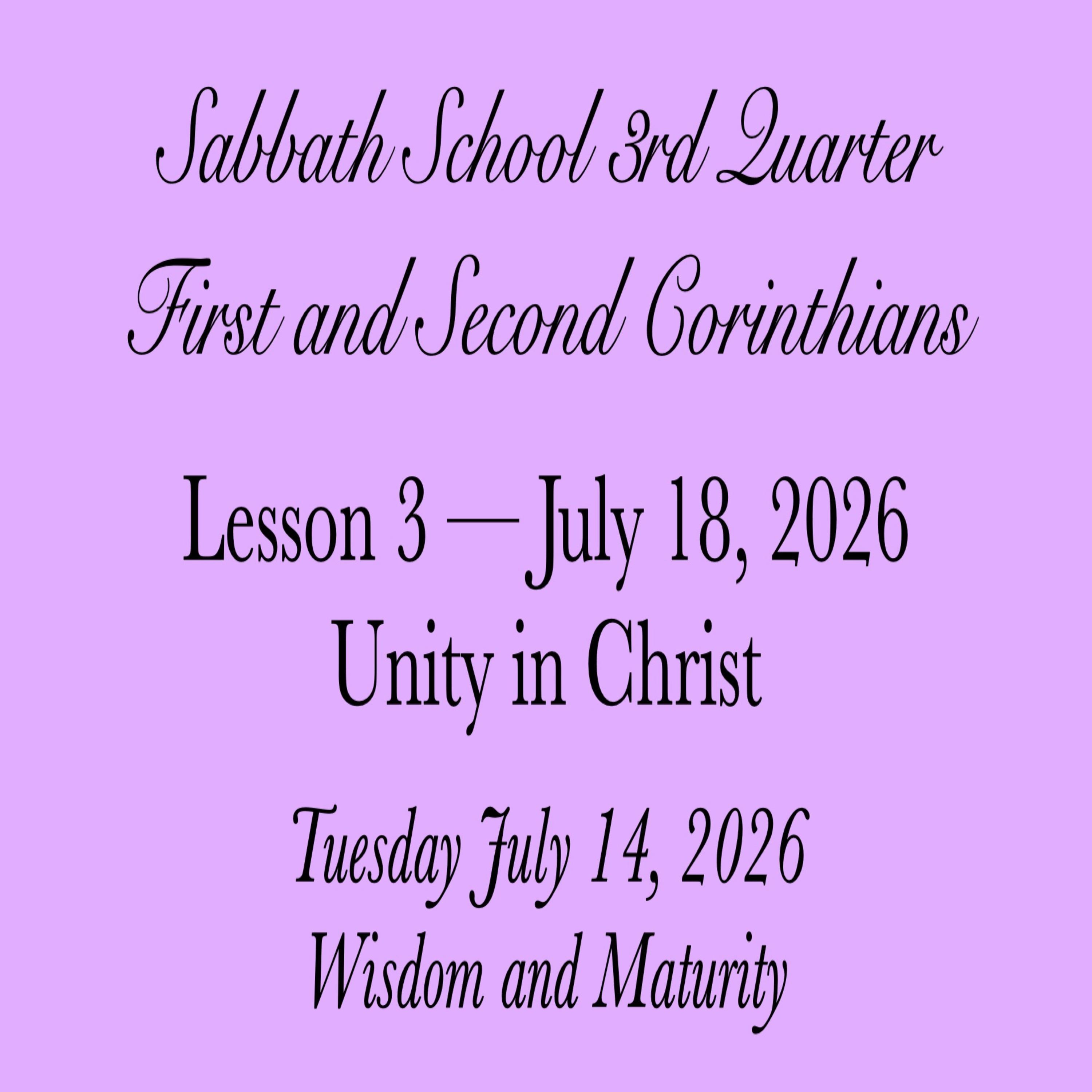 Unity in Christ — Wisdom and Maturity